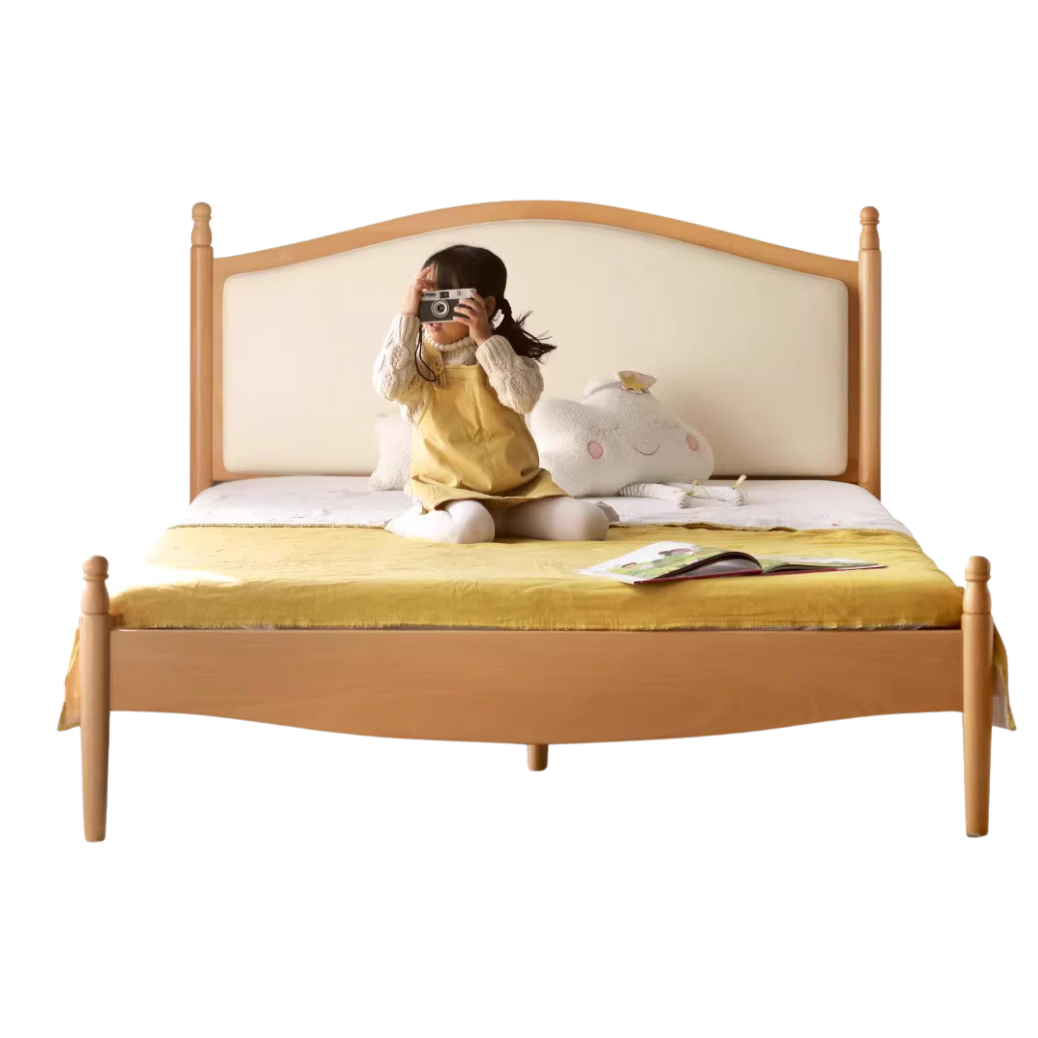 Solid Wood Princess Bed - Beech & Oak Wooden Toddler Bed for Girls - Perfect for Kids' Bedrooms, Nursery, and Playroom Decor