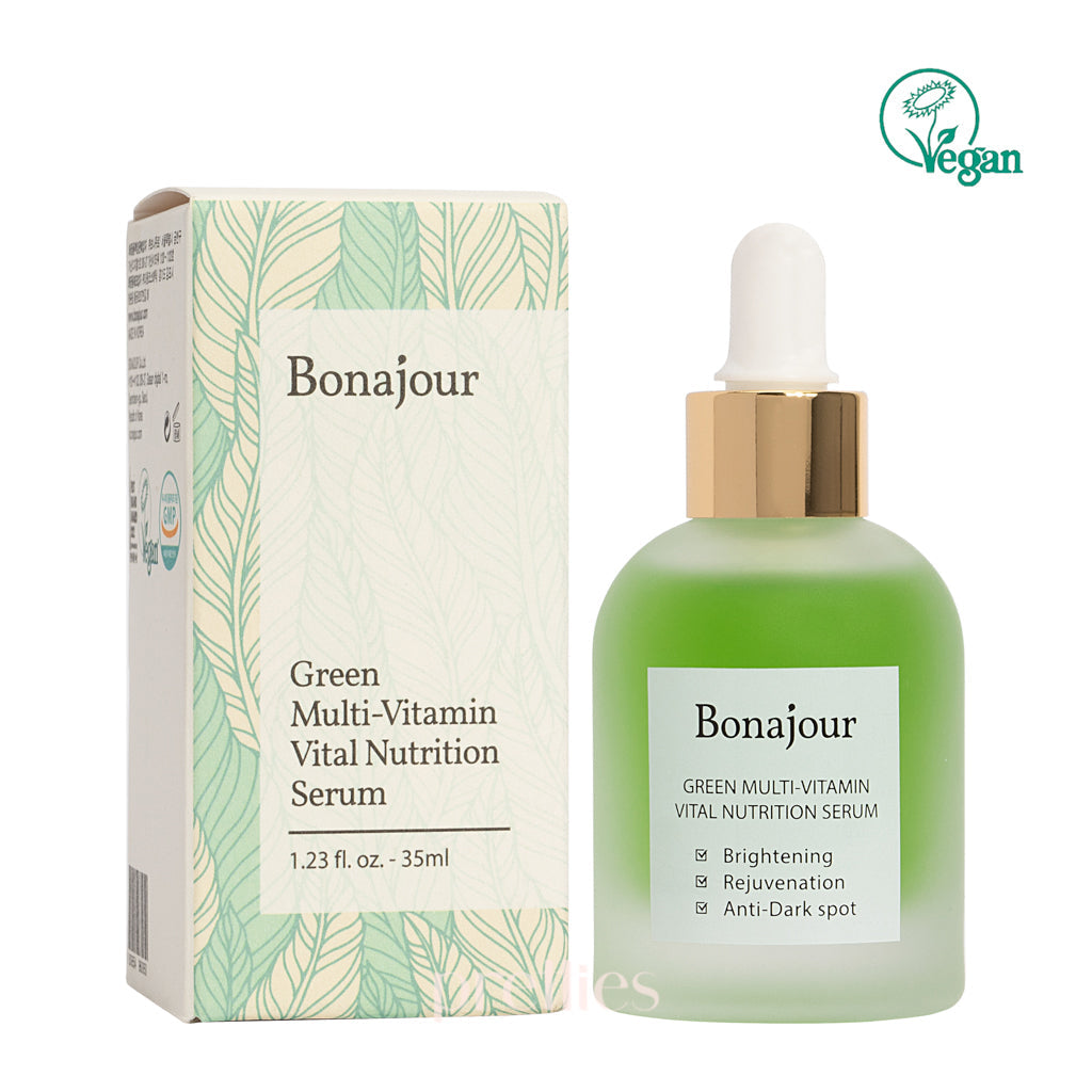 Bonajour Green Multi Vitamin Vital Nutrition Serum 35ml - Antioxidant Face Serum for Brightening & Hydration - Perfect for Daily Skincare Routine & Anti-Aging Care
