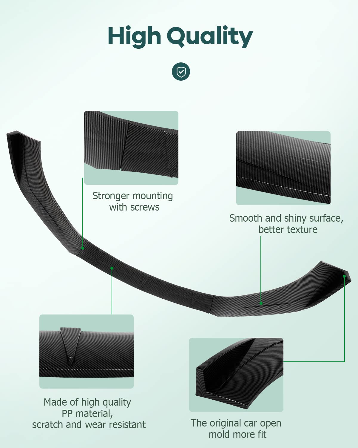 SCITOO Carbon Fiber Style Universal Front Bumper Lip Spoiler for Cars - Enhance Vehicle Aerodynamics & Sporty Look - Perfect for Street Racing, Car Shows & Daily Driving