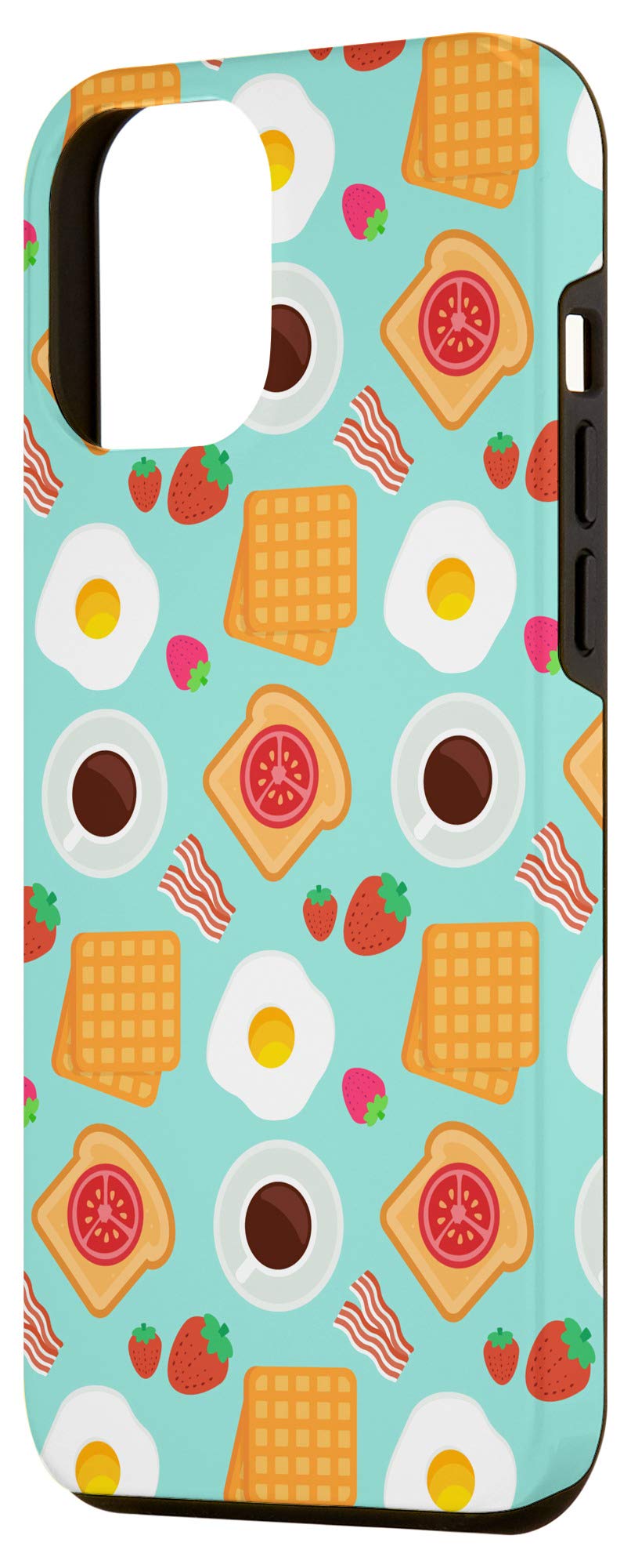 Funny Breakfast Coffee Toast Bacon Strawberry Fried Egg iPhone 12 Pro Max Case - Perfect for Food Lovers & Coffee Enthusiasts