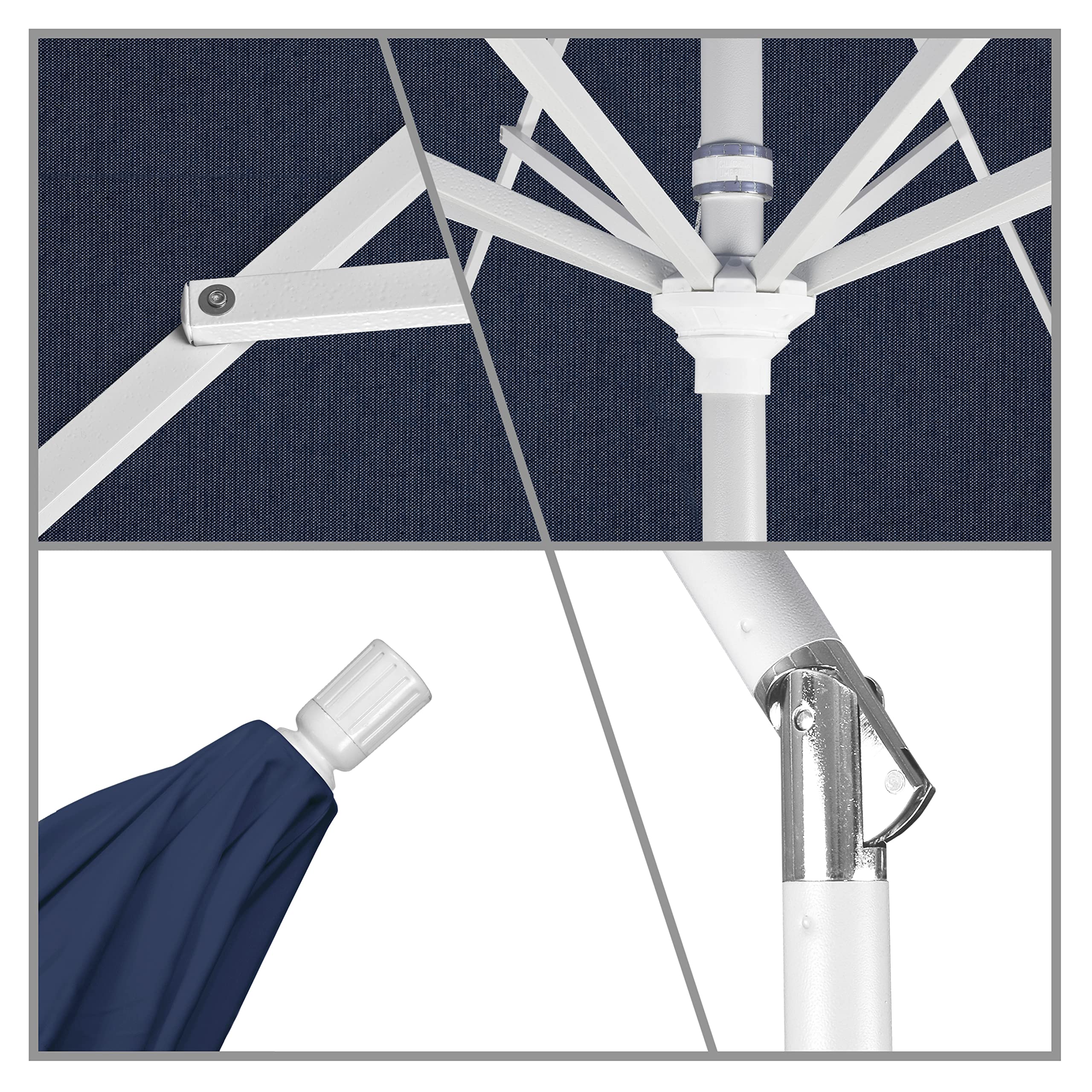 California Umbrella 11' Round Aluminum Patio Umbrella with Crank Lift & Tilt - Bronze Pole for Outdoor Dining, Poolside Lounging, and Backyard Relaxation