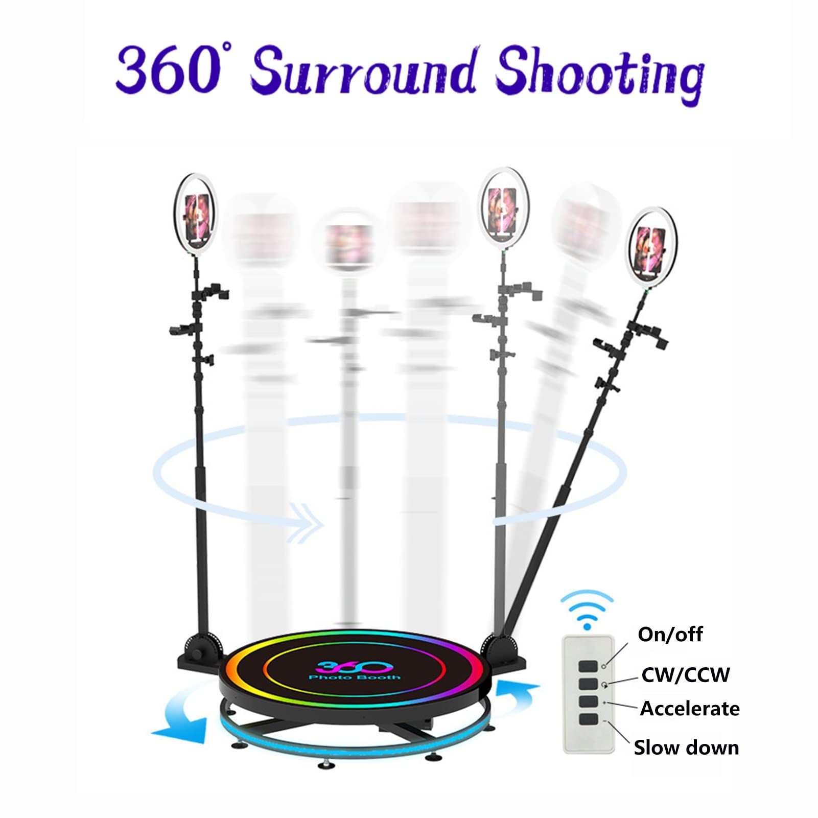 360 Photo Booth Machine with Ring Light & Remote Control - Automatic Slow Motion 360 Spin Camera for Parties, Events, Weddings - Free Custom Logo (100cm/39.4in Flight Case) - Perfect for Social Media, TikTok Videos & Birthday Celebrations