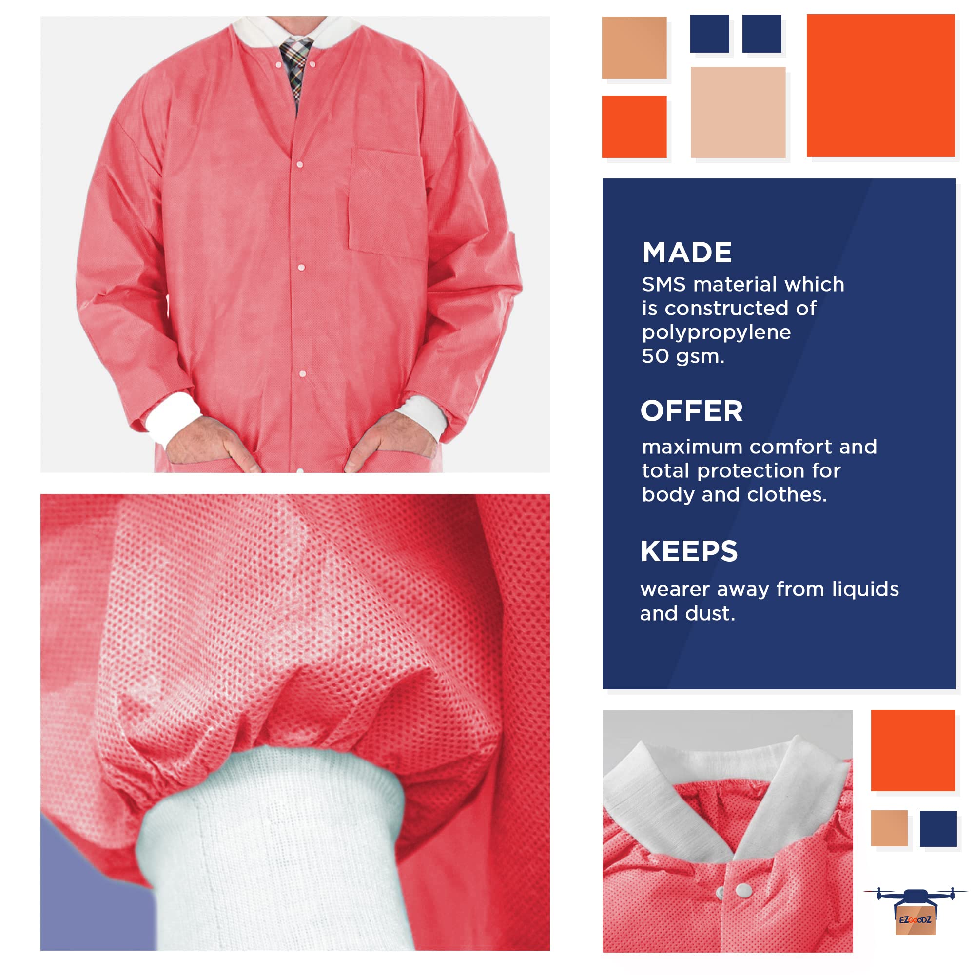 EZGOODZ Disposable Lab Coat - 32