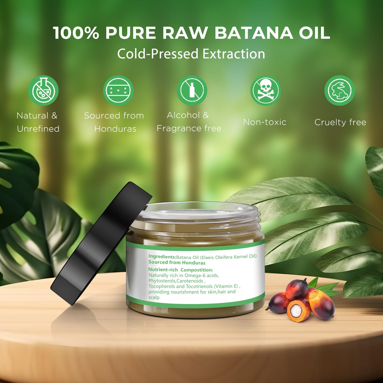 100% Pure Organic Raw Batana Oil from Honduras - Unrefined Hair Growth Oil for Women & Men | Scalp Treatment to Prevent Hair Loss & Promote Thickness | Perfect for Daily Hair Care & Natural Styling