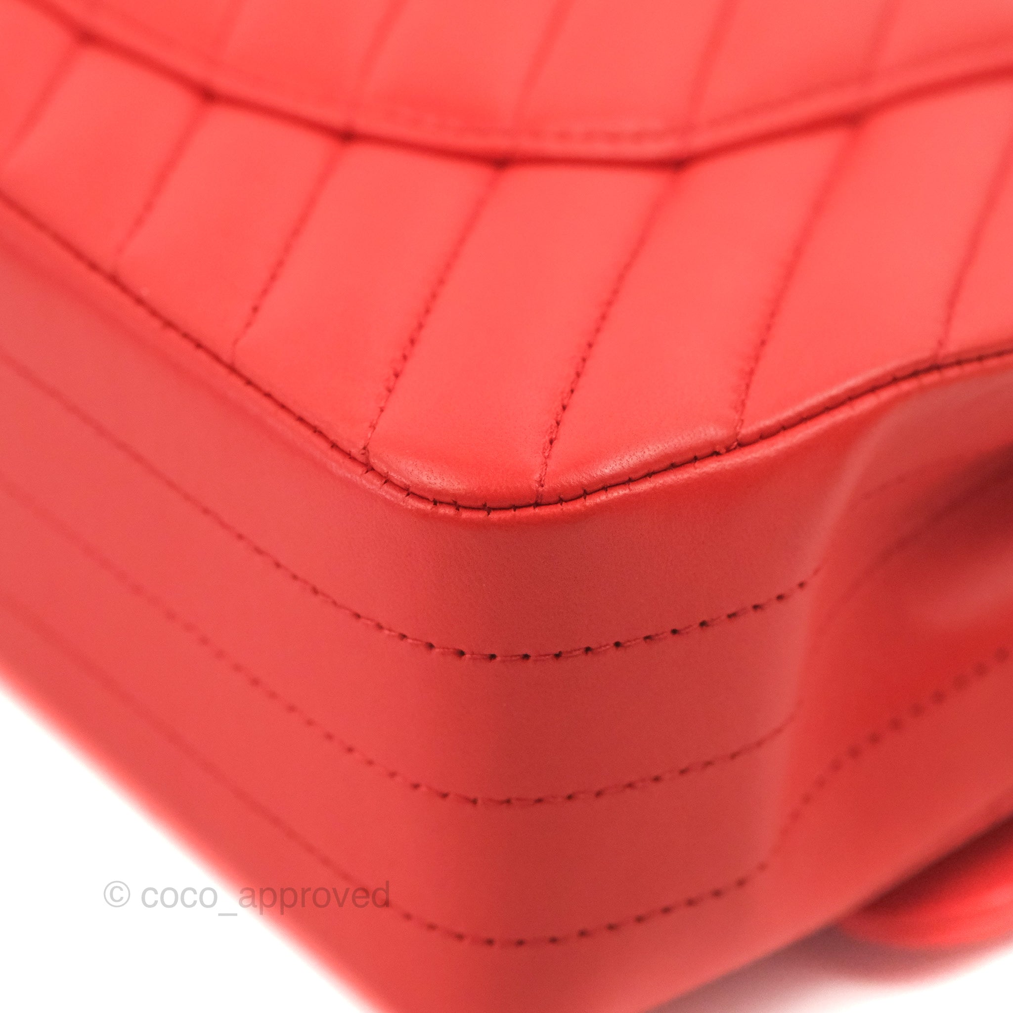 Chanel Classic Medium Flap Bag - Chevron Red Lambskin Leather with Gold Hardware | Luxury Designer Handbag for Women | Perfect for Date Night, Parties & Special Occasions