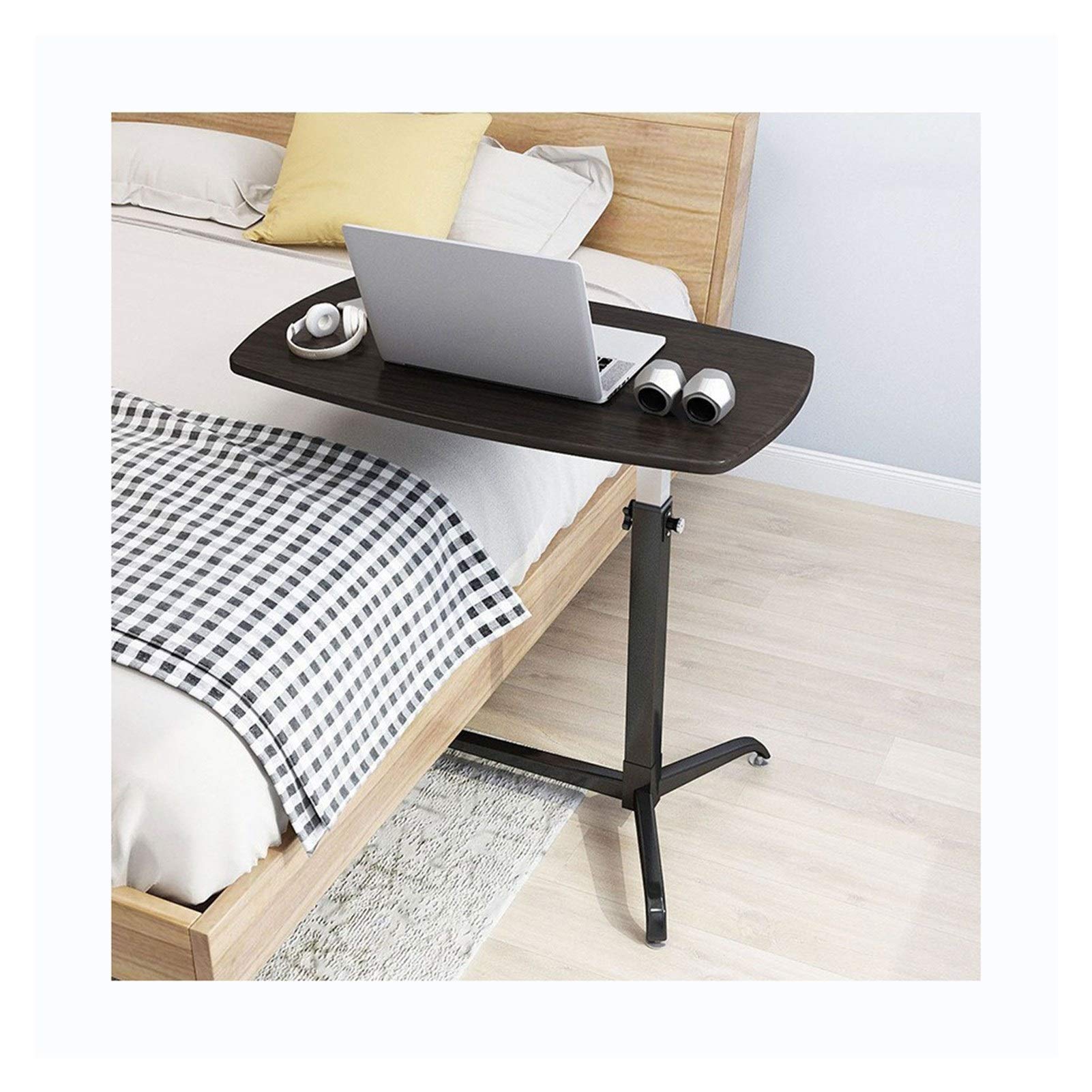Adjustable Overbed Table - Portable Laptop Stand & Side Tray for Bed, Chair, or Wheelchair - Study Desk, Eating Tray, Hospital Bed Table (Black) - Perfect for Home, Office, or Medical Use