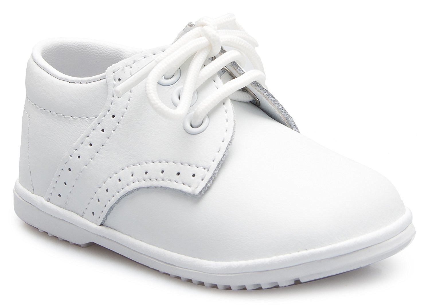 iGirlDress Baby Boys Oxford Christening Shoes - Classic Leather First Communion Shoes for Toddlers (White, Size 0-12 Months) - Perfect for Baptism, Church Events & Special Occasions
