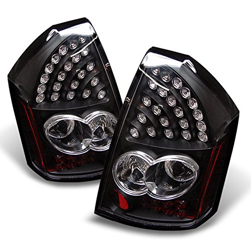 AKKON Black LED Tail Lights Brake Lamps Pair for 2005-2007 Chrysler 300C (Not Compatible with 2008 Model) - Upgrade Your Ride with Stylish & Bright LED Lighting for Night Driving & Enhanced Safety