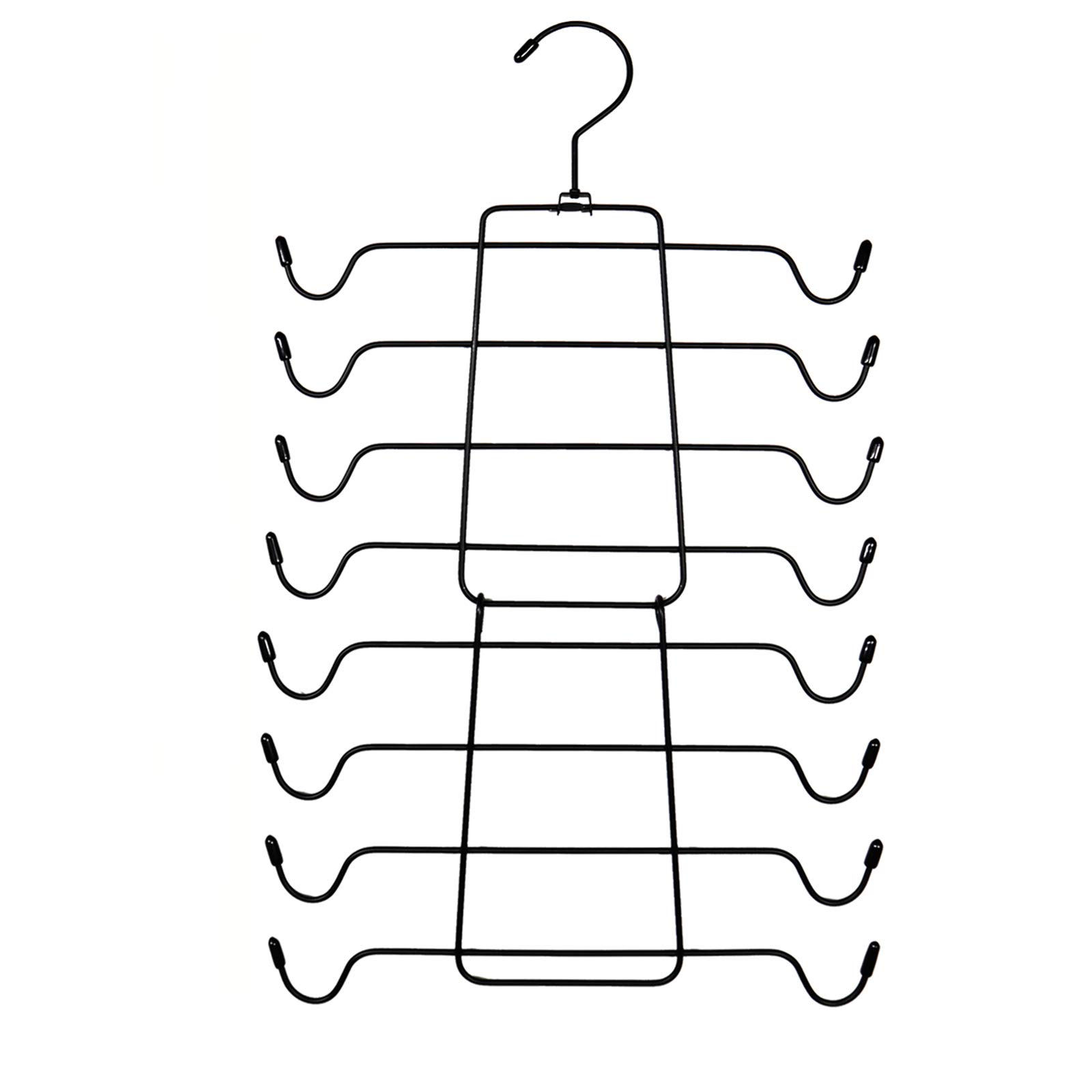 Niclogi 4-Pack Space Saving Metal Folding Hangers for Tank Tops, Cami Bras, Swimsuits & Accessories - Closet Organizer for Belts, Ties & Lingerie (Black) - Perfect for Travel, Small Closets & Laundry Room Storage