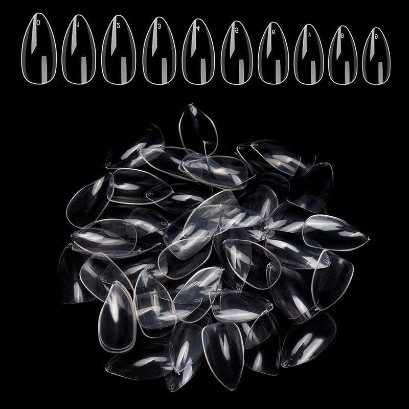 FAMEZA 100PCS Short Mountain Peak False Nail Tips - 10 Sizes Full Cover Acrylic Nails for UV Gel Polish, Manicure & DIY Nail Art | Salon Quality Fake Nails for Women | Perfect for Parties, Weddings & Daily Wear