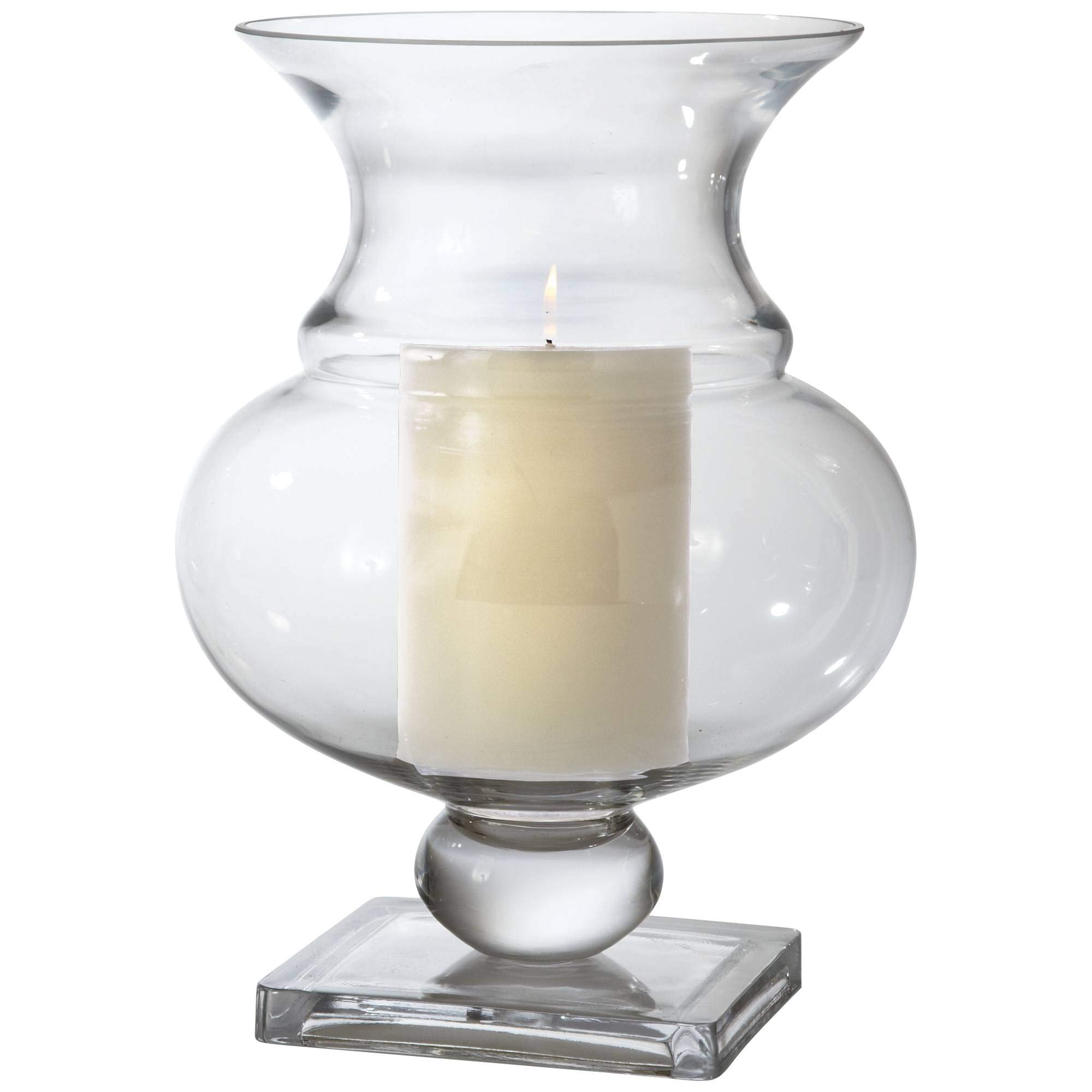 Global Views Charleston Vase Candleholders - Clear Glass Hurricane Lanterns for Home Decor, Wedding Centerpieces & Tabletop Decorations