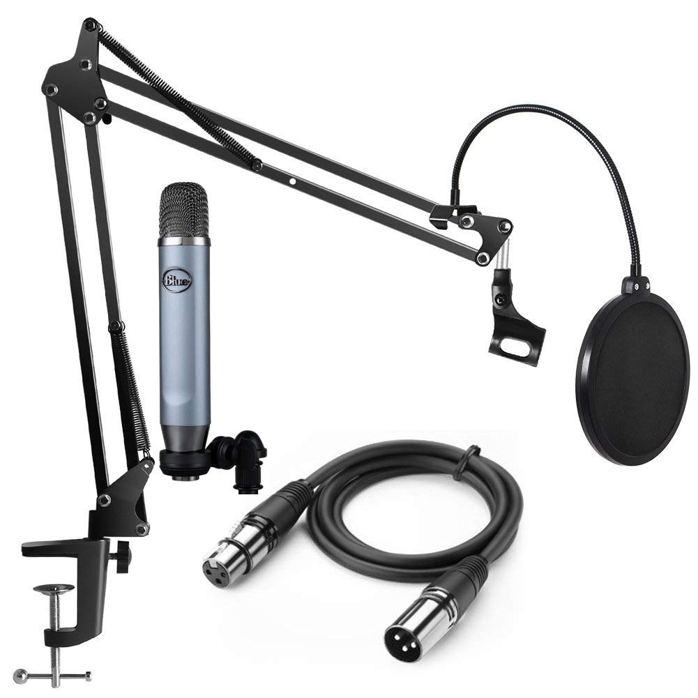 Blue Ember Condenser Microphone Bundle - Professional Podcast Recording Kit with Pop Filter, Boom Arm & XLR Cable for Streaming, Voiceovers & Home Studio Setup