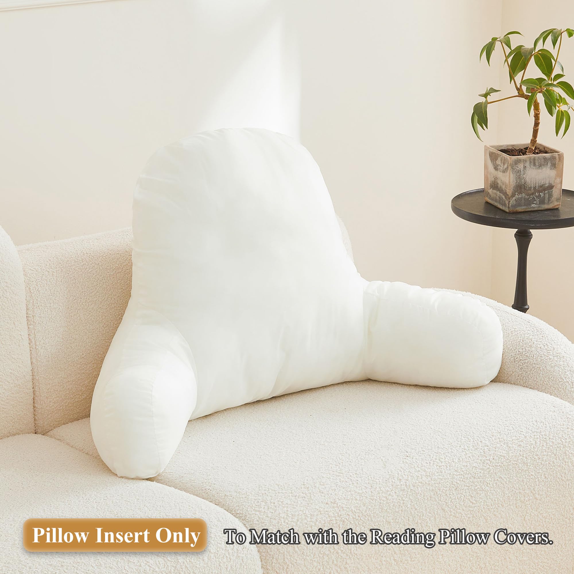 XeGe Reading Pillow Filling - Fluffy Shredded Foam Backrest Pillow Insert with Arms for Comfortable Reading & Relaxing | Perfect for Bed, Sofa, Office Chair and Book Nook