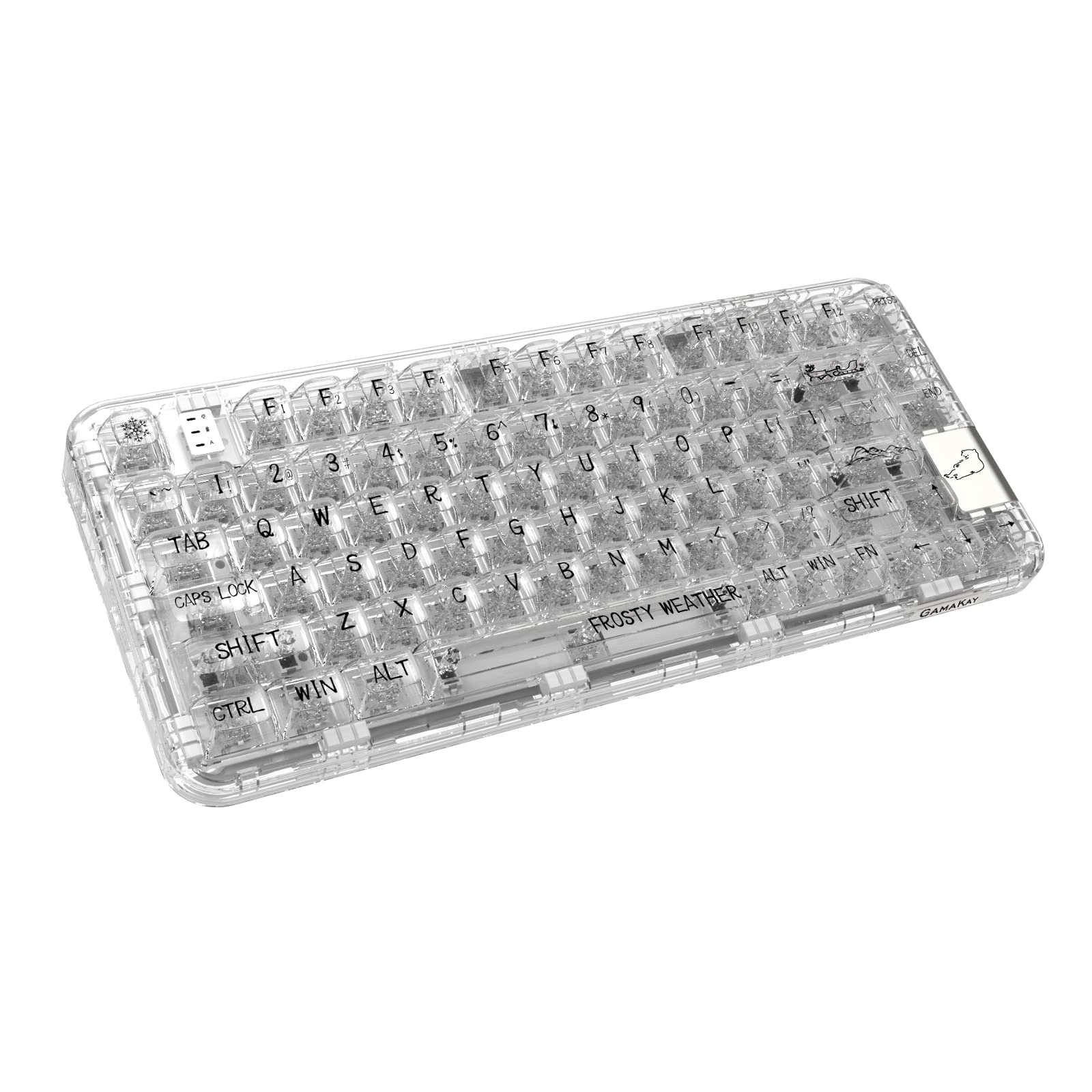 GK GAMAKAY GK75 75% RGB Transparent Gasket Mechanical Keyboard - Bluetooth/USB-C Wired/2.4GHz Wireless, 80 Keys Hot Swappable, KSA Profile PBT Keycaps for Gaming & Typing - Compatible with Windows & Mac (GamaKay Crystal Switch) - Perfect for Esports, Office Work & Content Creation