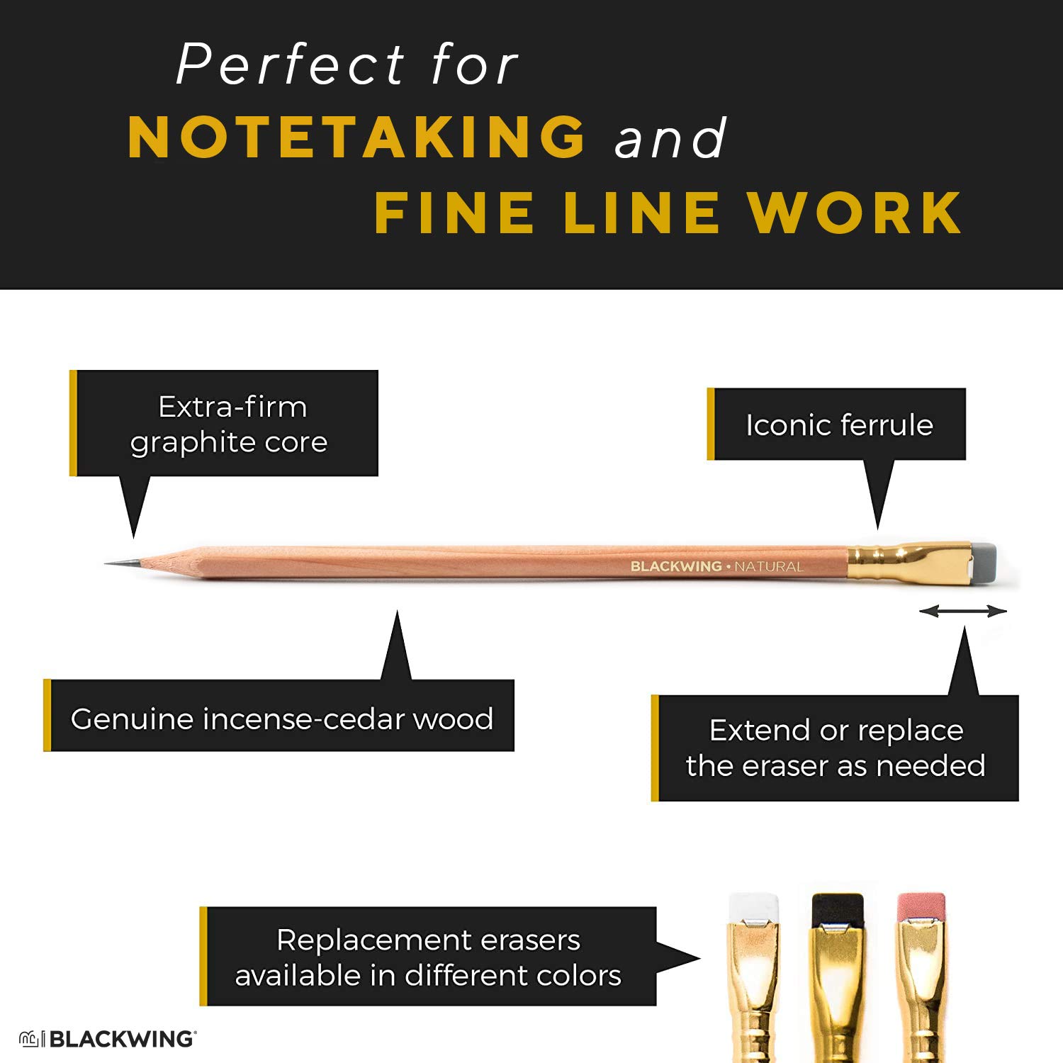 Blackwing Natural Pencils - Premium Box of 12 High-Quality Graphite Drawing Pencils for Artists, Sketching & Writing | Perfect for Professional Artists, Students & Office Use