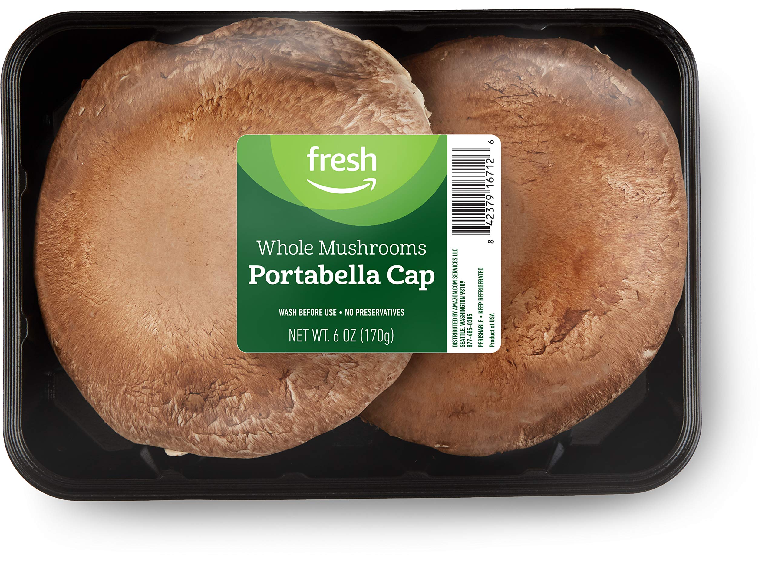 Fresh Portabella Mushroom Caps - 6 Oz | Amazon Fresh Brand | Perfect for Grilling, Salads & Pasta Dishes