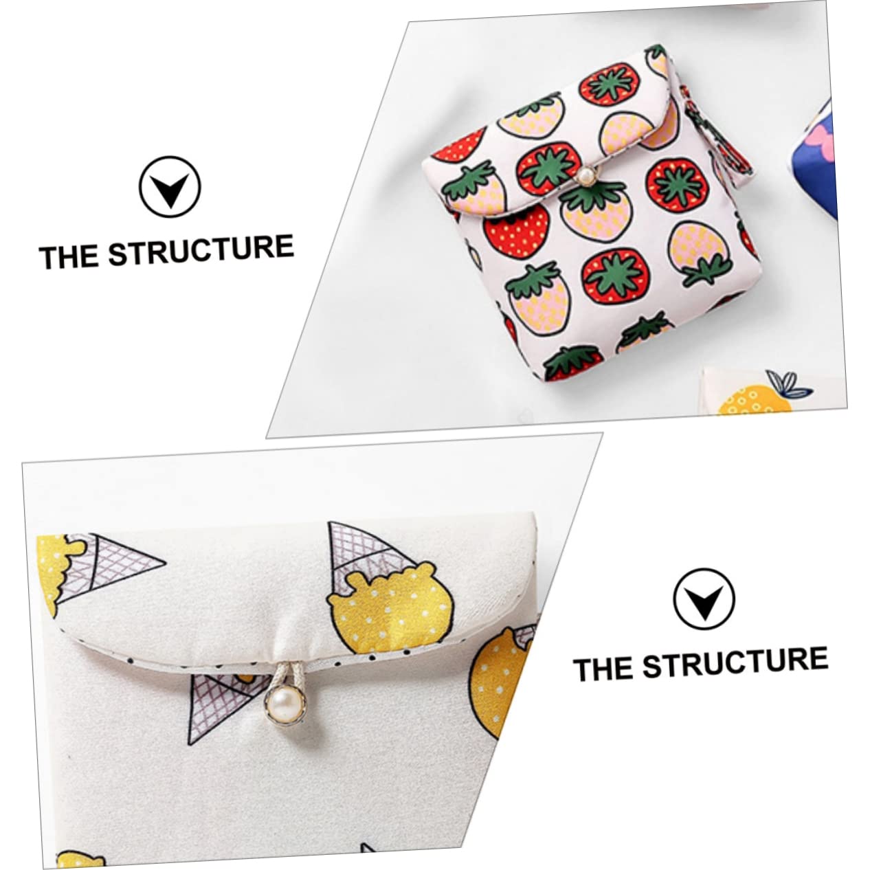 ORFOFE Cotton Menstrual Pad Bags Set of 4 with Button Closure - Stylish & Compact Storage for Sanitary Pads, Tampons, Coins & Essentials - Perfect for Travel, Gym, Work & Daily Organization