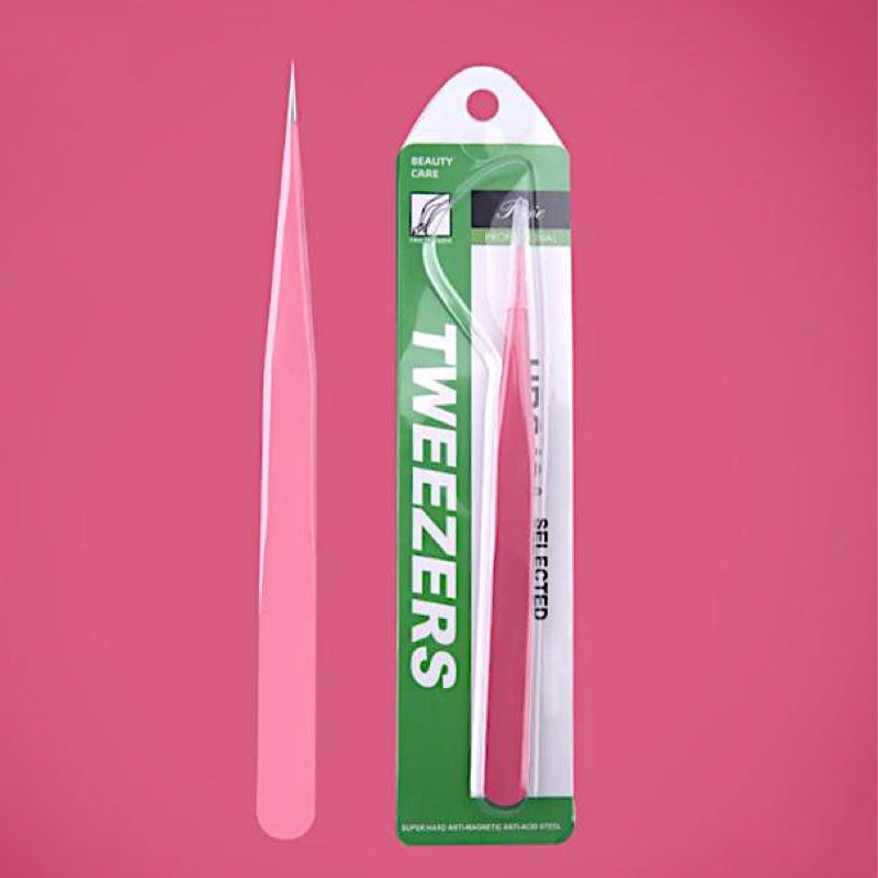 Precision Pink Tweezers with Fine Point - Ideal for Eyebrow Shaping, Splinter Removal & Crafting | High-Quality Stainless Steel Beauty Tool