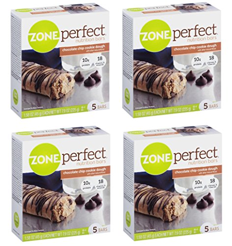 Zone Perfect Nutrition Bars - Chocolate Chip Cookie Dough Protein Snack, 1.58oz (20 Count) | High Protein Meal Replacement for Athletes, Gym & On-the-Go Energy