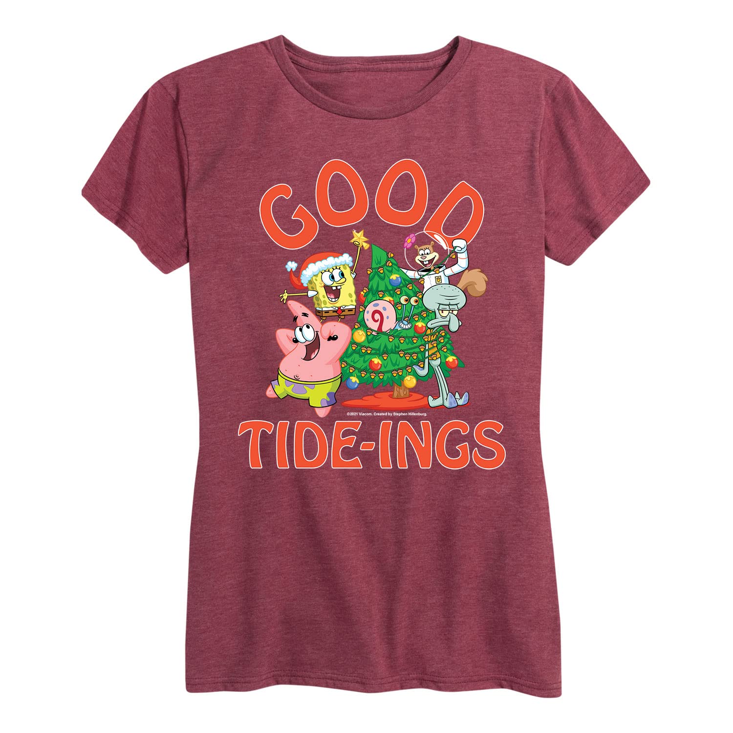 Spongebob Squarepants Christmas & Hanukkah Women's Short Sleeve Graphic T-Shirt - Funny Holiday Tee for Women - Perfect for Christmas Parties & Hanukkah Celebrations