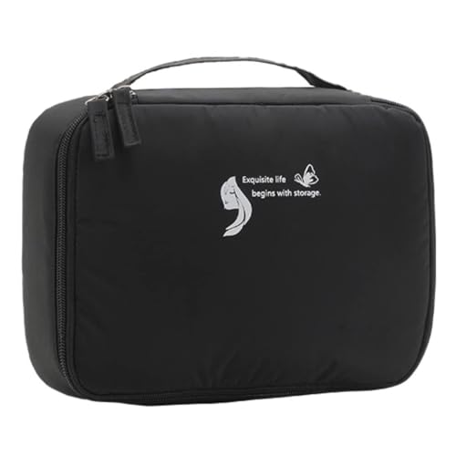 PRIFRA Large Makeup Organizer Bag for Women - Adjustable Compartment Cosmetic Pouch with Zipper, Portable Leather Toiletry Bag for Travel, Gym & Daily Use (Mint Green/Black)