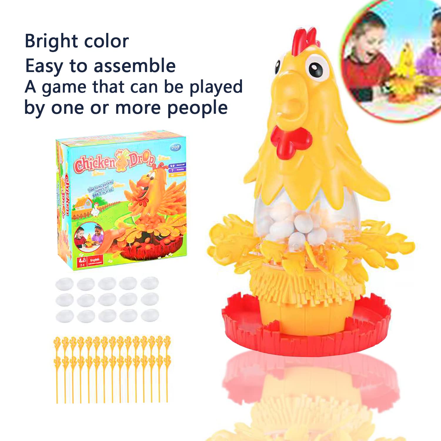NW Hen Laying Eggs Plucking Game - Educational Chicken Egg Laying Toy for Kids, Fun Interactive Learning Game for Boys & Girls - Perfect for Preschool Playtime & Farm Animal Themed Birthday Parties