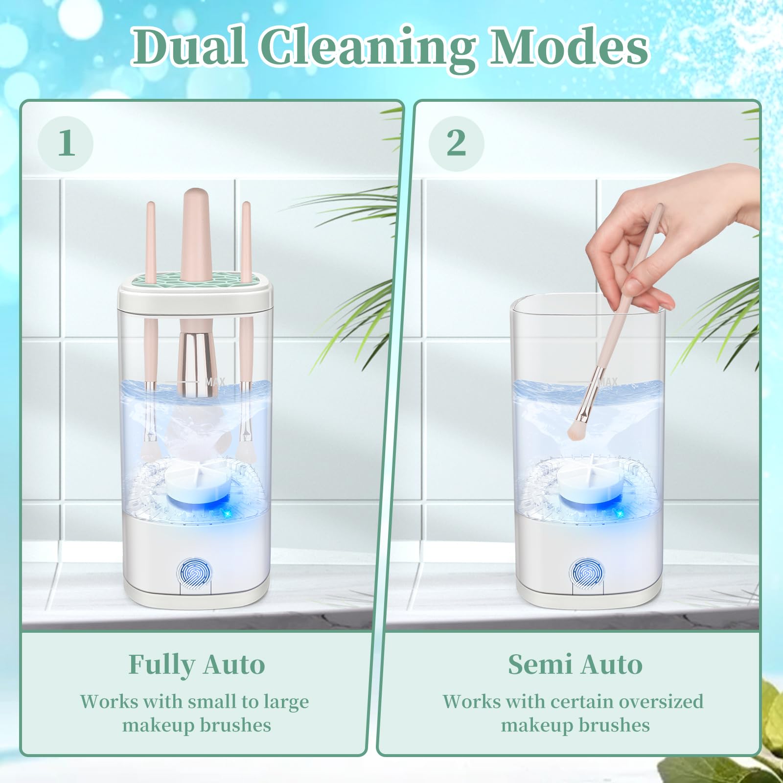 Electric Makeup Brush Cleaner Machine - Automatic & Efficient Cleaning for All Brush Types - Transparent Design - Perfect for Home & Salon Use