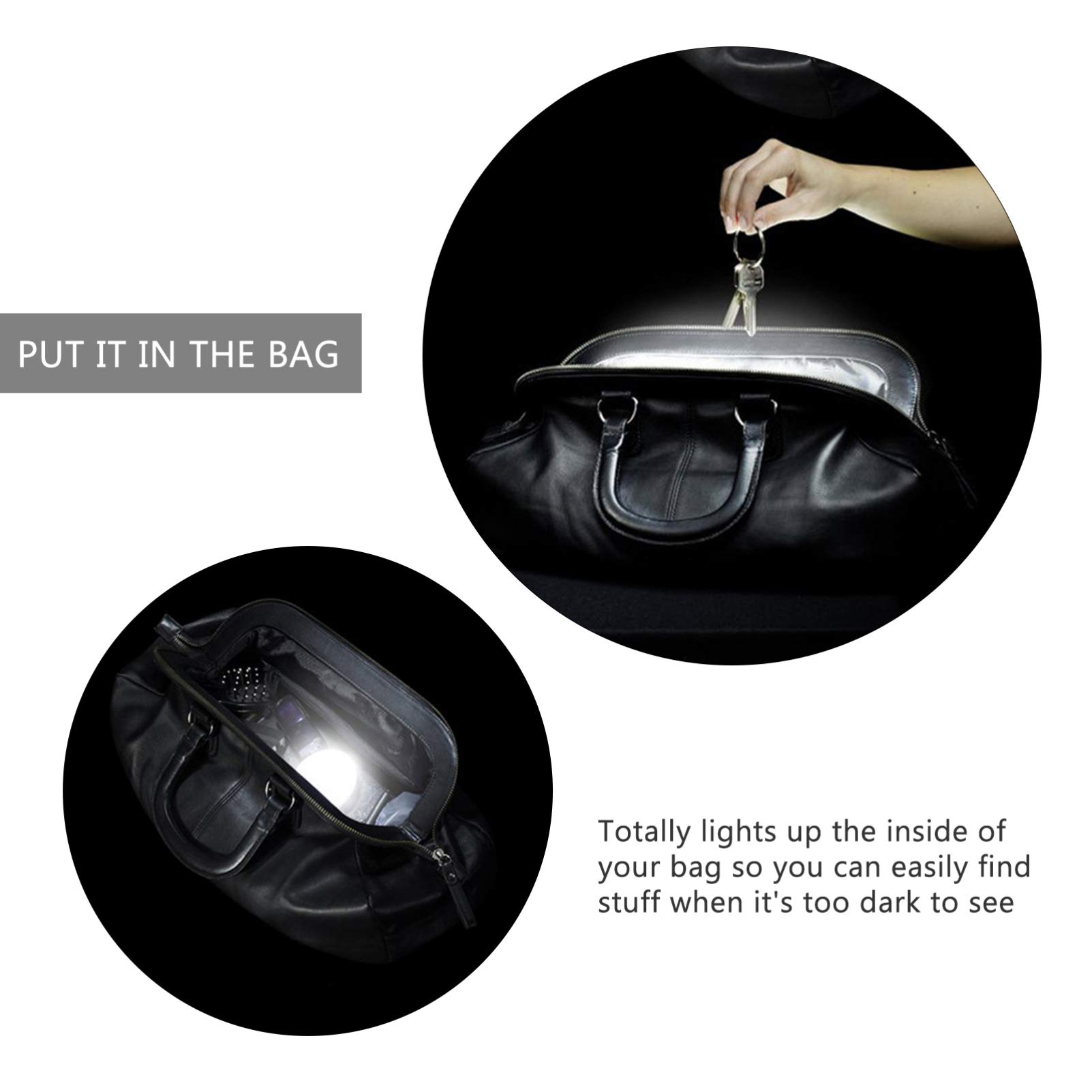 LED Purse Light with Touch Sensor - Hanging Round Bag Night Light for Women & Girls - Perfect for Evening Events, Parties, and Safe Nighttime Visibility