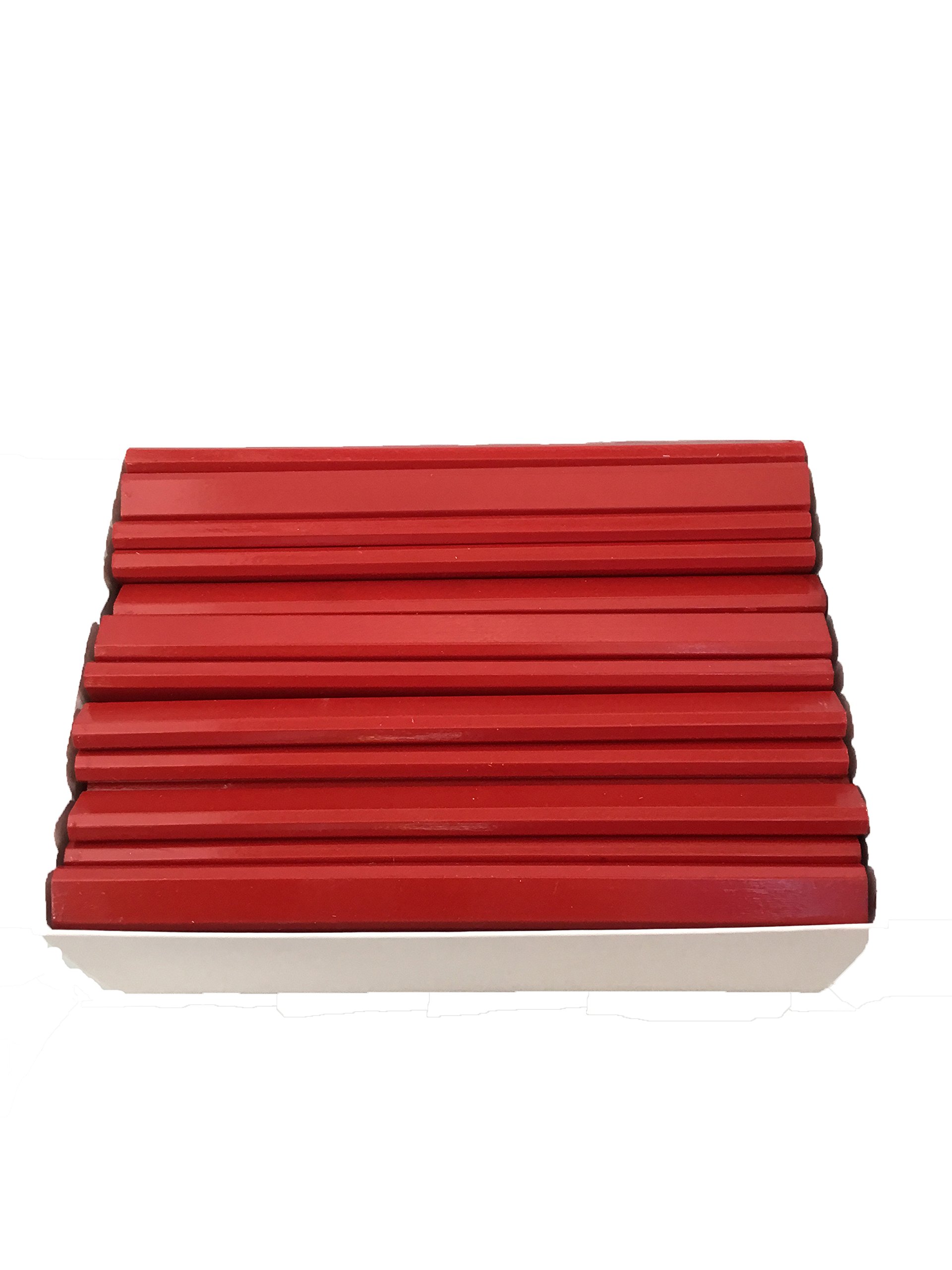 72-Count Bulk Box of Flat Wooden Red Lead Carpenter Pencils - Made in USA - Perfect for Construction, Woodworking & DIY Projects
