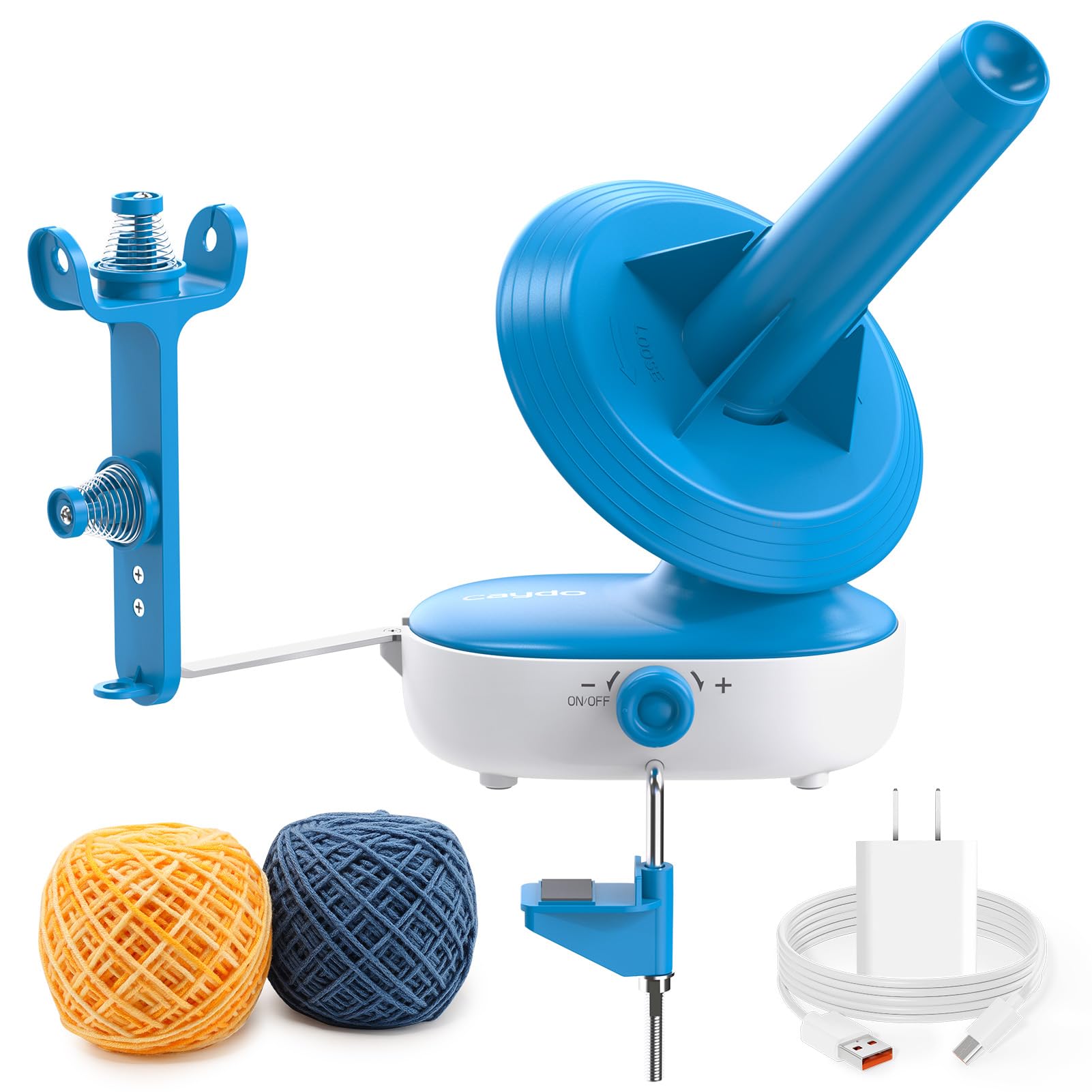 Electric Yarn Ball Winder Machine - 10oz Large Automatic Yarn Winder with Dual-Spring Tension & Stepless Speed - Perfect for Crocheting, Knitting & DIY Yarn Cakes (Blue) - Ideal for Crafters, Knitters & Crochet Lovers at Home or Studio