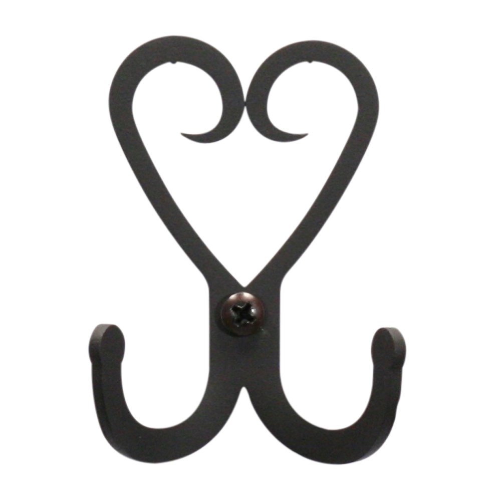 Vintage Wrought Iron Heart-Shaped Double Wall Hook - Rustic Home Decor for Coats, Hats, Keys & Kitchen Utensils - Perfect for Farmhouse, Cottage & Entryway Organization