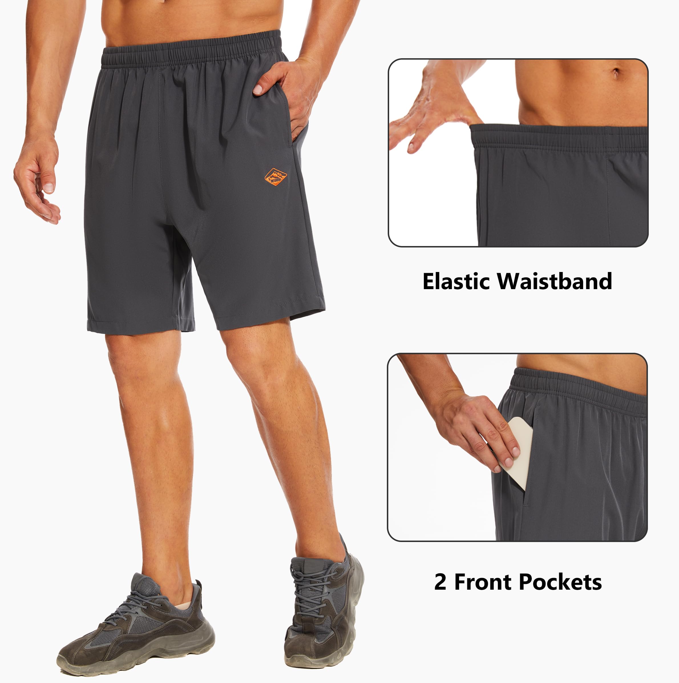 VCansion Men's Quick Dry Hiking Shorts - Lightweight Outdoor Sports Shorts for Running, Swimming, Skateboarding & Casual Wear - Breathable Athletic Shorts for Summer Activities