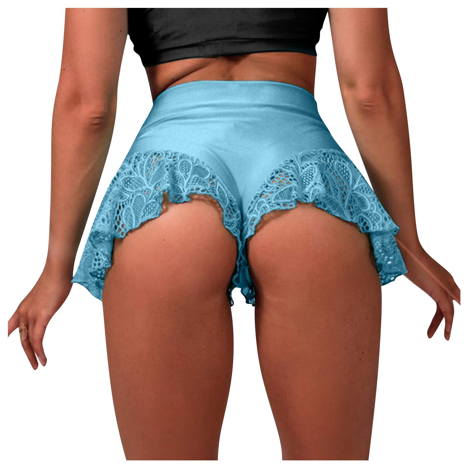 Vacger Women's High Waist Lace Ruffled Dance Shorts - Sexy Hot Pants Mini Tight Bikini Denim Shorts for Women | Perfect for Dance, Yoga, Beach & Summer Outfits