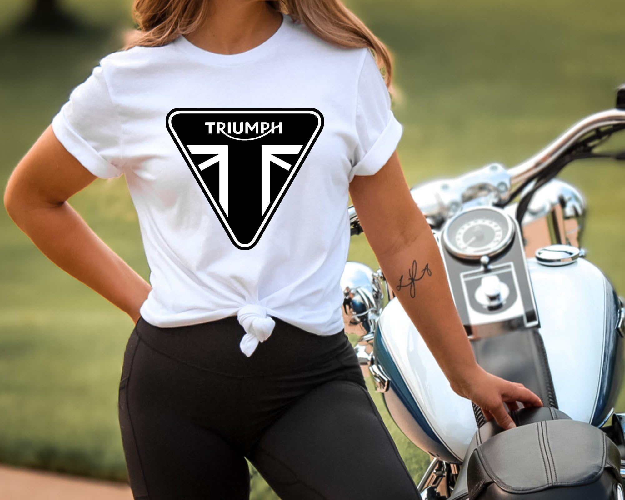 Triumph Motorcycle T-Shirt for Men - Cool Biker Gift Idea in White - Perfect for Riding, Motorcycle Events & Casual Wear