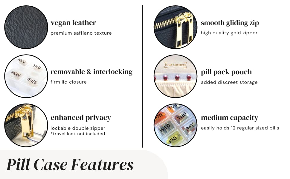 Vegan Leather 7-Day Pill Organizer with Removable Compartments | Travel Medication Case for Vitamins & Supplements | Perfect for Daily Use, Business Trips & Vacation Essentials (Cream)