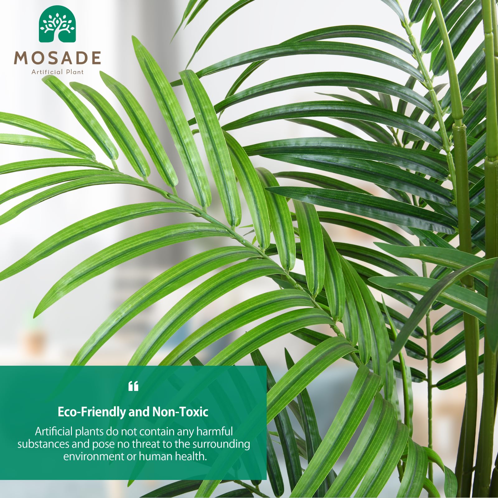 MOSADE 6.5FT Artificial Areca Palm Tree with Handwoven Seagrass Basket - Realistic Fake Tropical Plants for Home Decor, Office, Porch - Perfect Tall Faux Dypsis Lutescens for Entryway, Living Room & Gift (2-Pack)