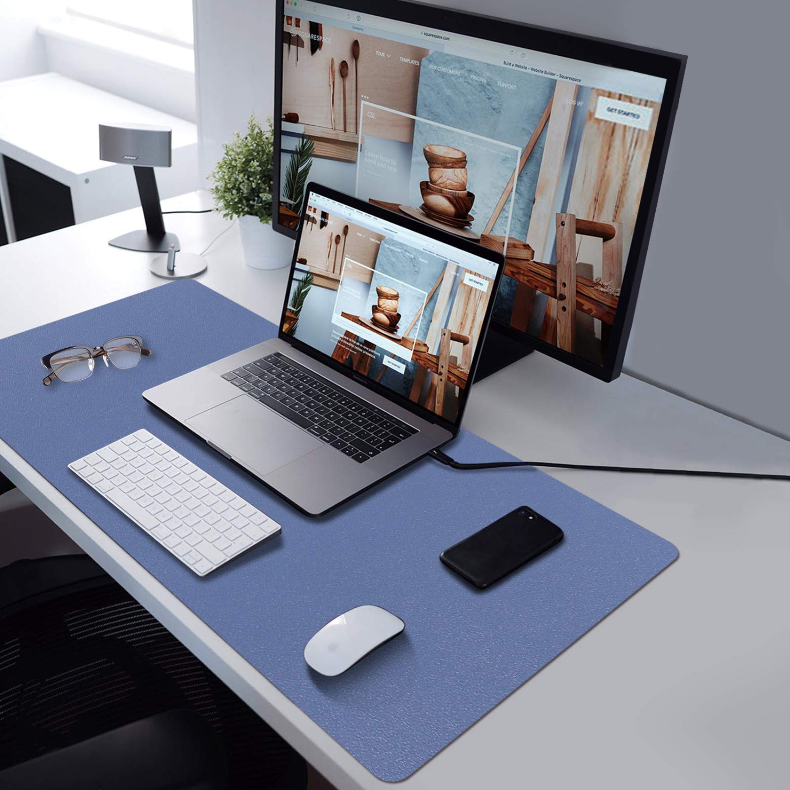 TOWWI PU Leather Desk Pad with Suede Base - 32