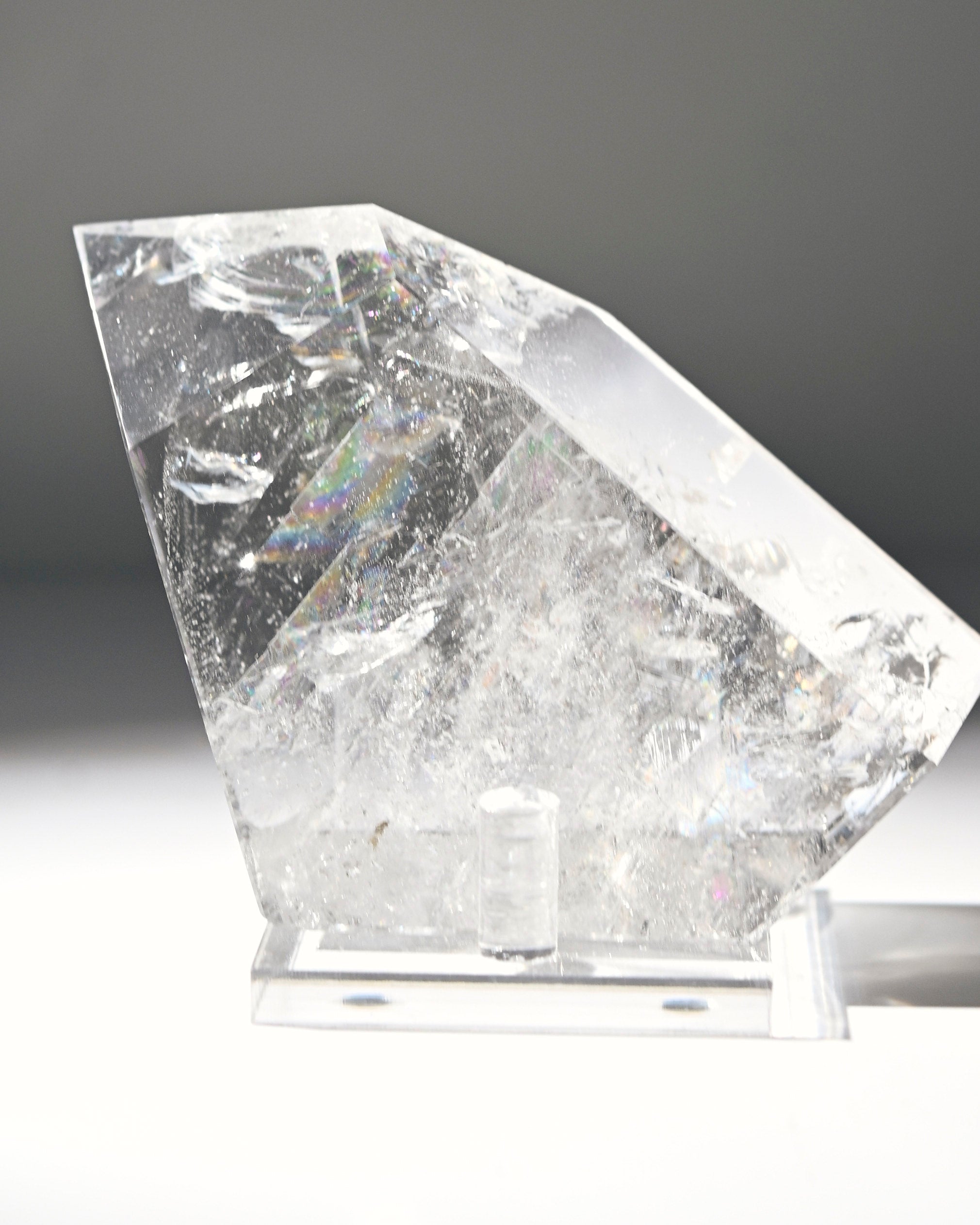 5 Inch Clear Quartz Geometric Crystal with Stand - Perfect for Home Decor, Meditation & Healing | Feng Shui, Office Desk & Gift Idea