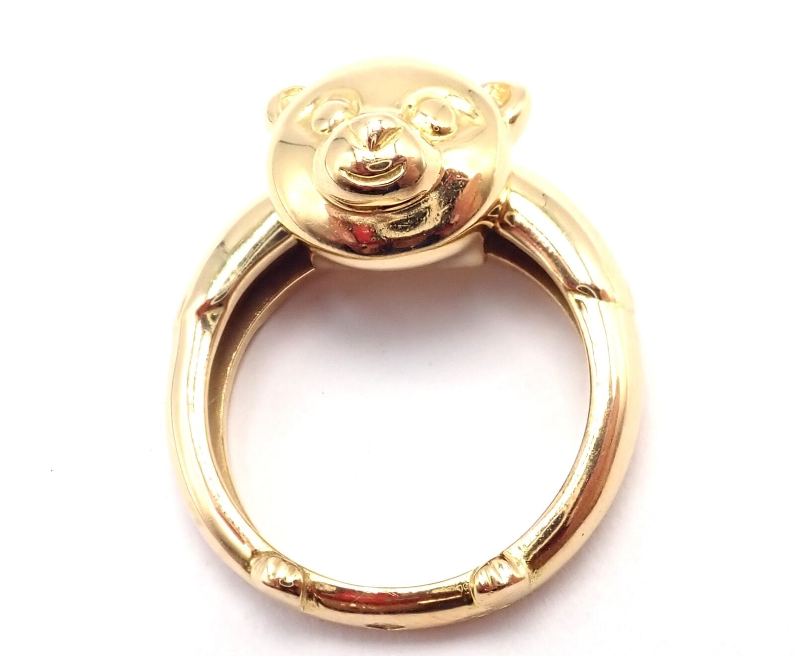 Authentic Van Cleef & Arpels 18k Yellow Gold Teddy Bear Band Ring Pendant - Luxury Jewelry Gift for Women, Perfect for Valentine's Day & Anniversary