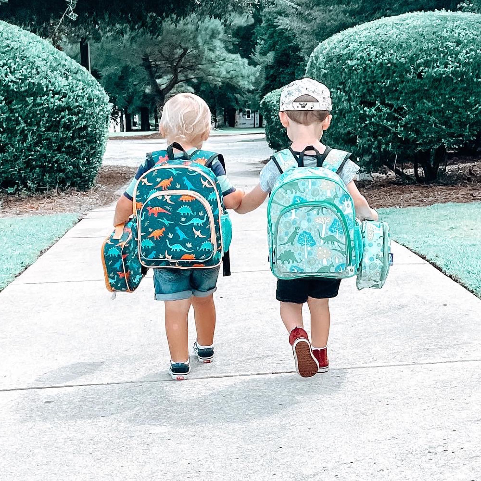 Wildkin 12 Inch Kids Backpack with Matching Nap Mat Cover - Jurassic Dinosaur Print - Perfect for Preschool, Daycare & Travel Adventures