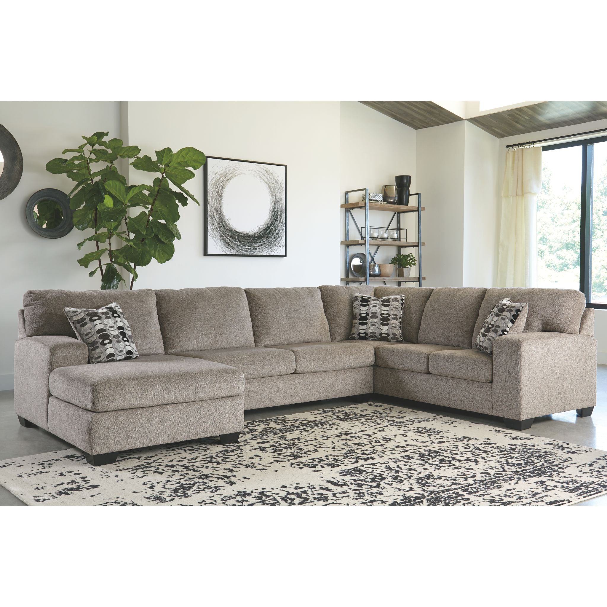 Ballinasloe 3-Piece Sectional Sofa with Chaise Lounge | Modern L-Shaped Couch for Living Room, Family Room & Apartment | Comfortable Fabric Sectional with Reversible Chaise