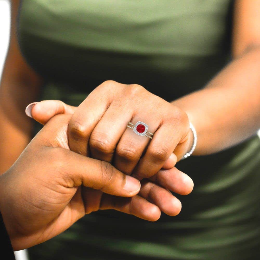 Clara Pucci 2 Carat Round Cut Halo Pink Tourmaline Engagement Ring Set in 14K Yellow & White Gold - Perfect for Proposals, Anniversaries & Bridal Jewelry