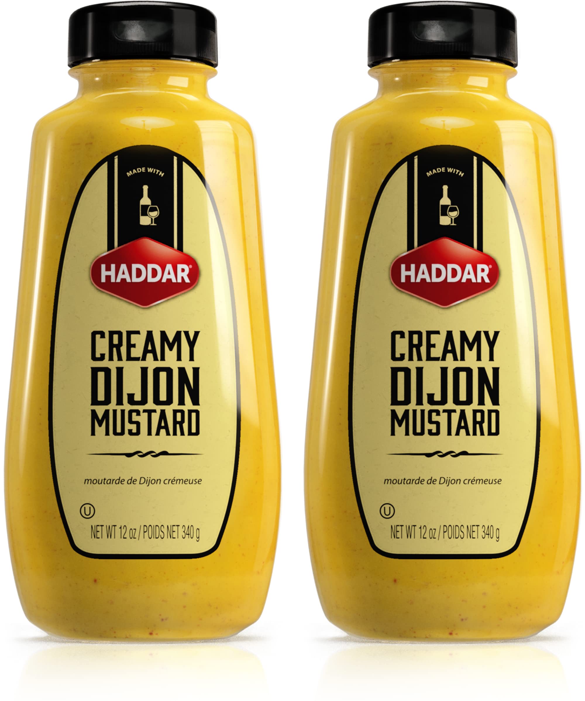 Haddar Dijon Mustard 12oz (2 Pack) - Creamy Smooth Mustard for Sandwiches, Salads & Cooking | Perfect Condiment for Burgers, Hot Dogs & Salad Dressings | Gourmet Mustard Spread for Recipes & Meal Prep
