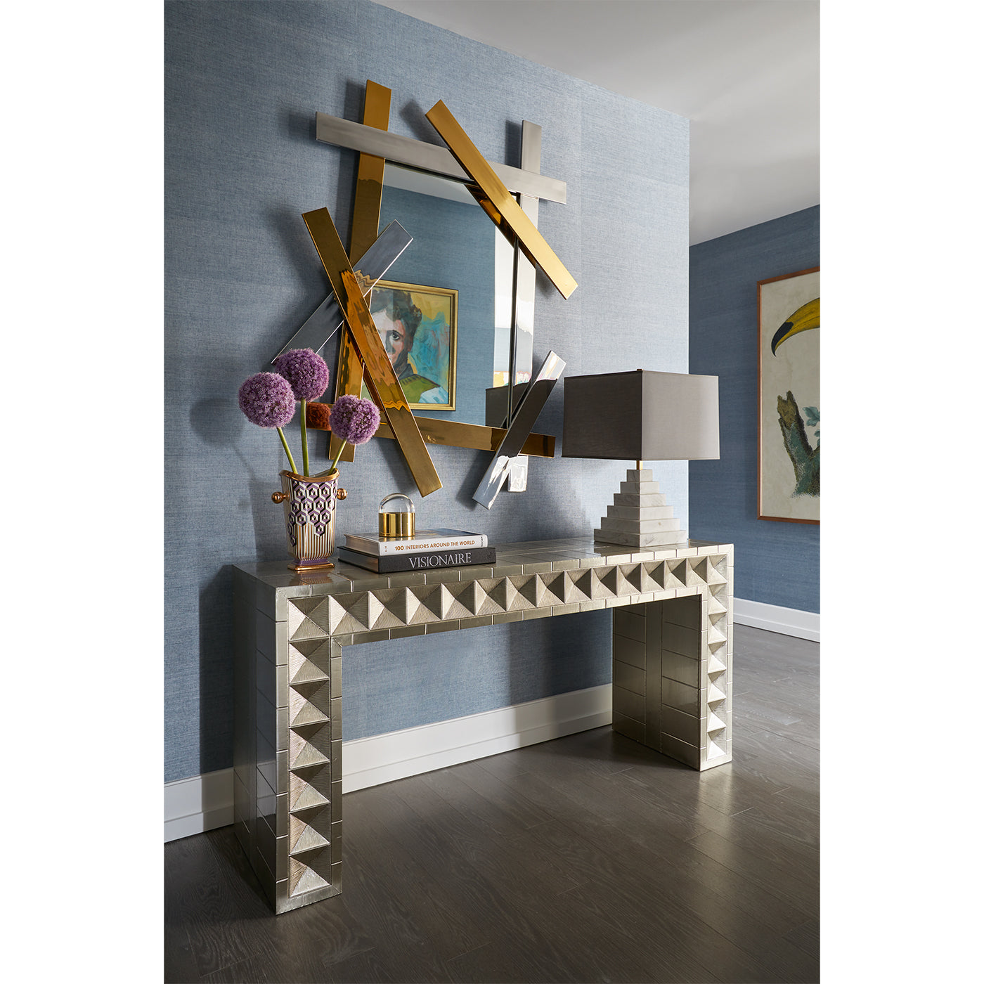 Talitha 60.25 Inch Modern Waterfall Console Table - Elegant Entryway Furniture for Hallway, Living Room & Foyer Decor