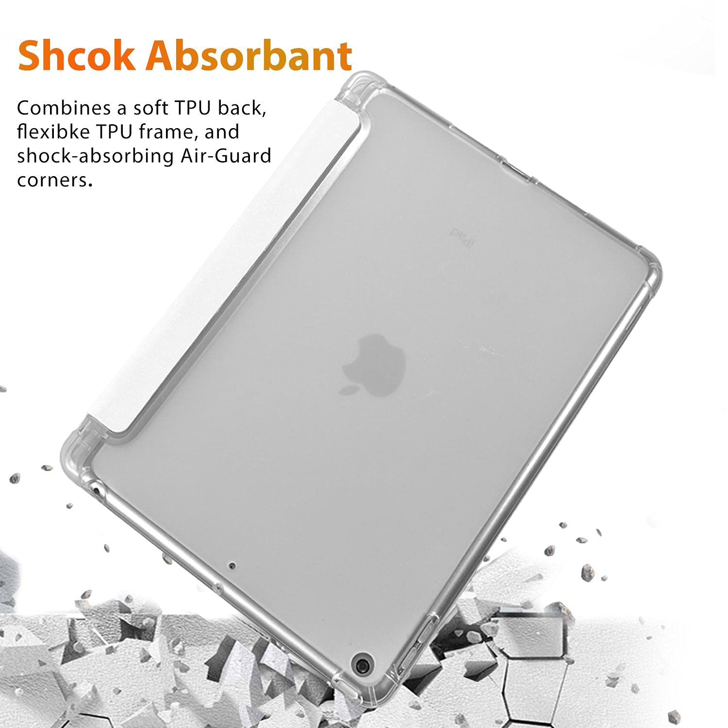 Strawberry Pattern Leather iPad Air 3 Case with Pencil Holder & Auto Sleep/Wake - White Genuine Leather with Clear TPU Back Cover for iPad Pro 10.5 Inch (2017 Model) - Perfect for School, Office & Travel Protection