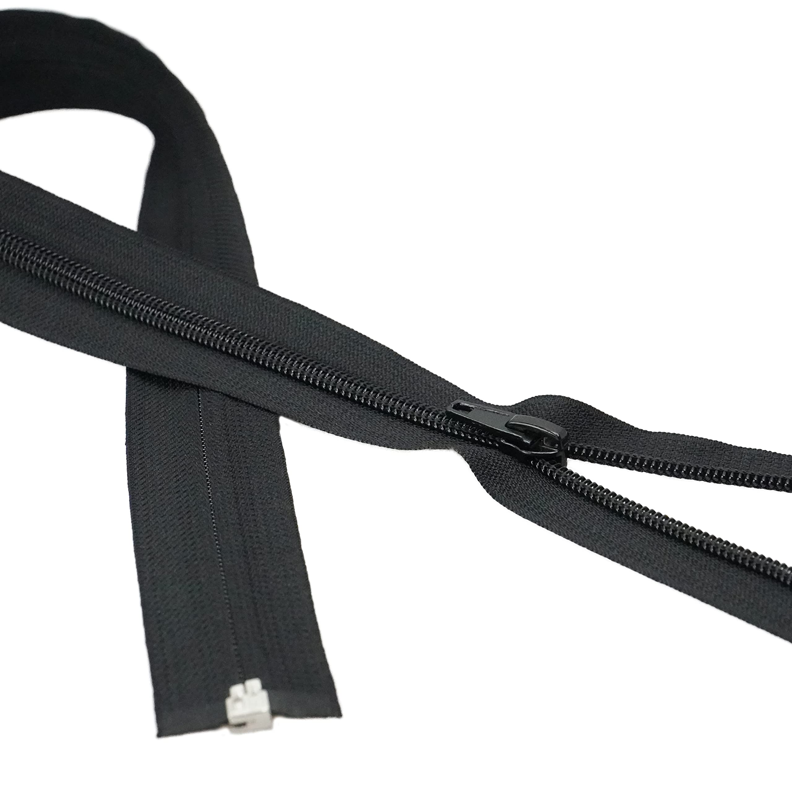 6mm Black Nylon Separating Zipper 50cm - Heavy Duty for Jackets, Bags & Outdoor Gear - 1pc