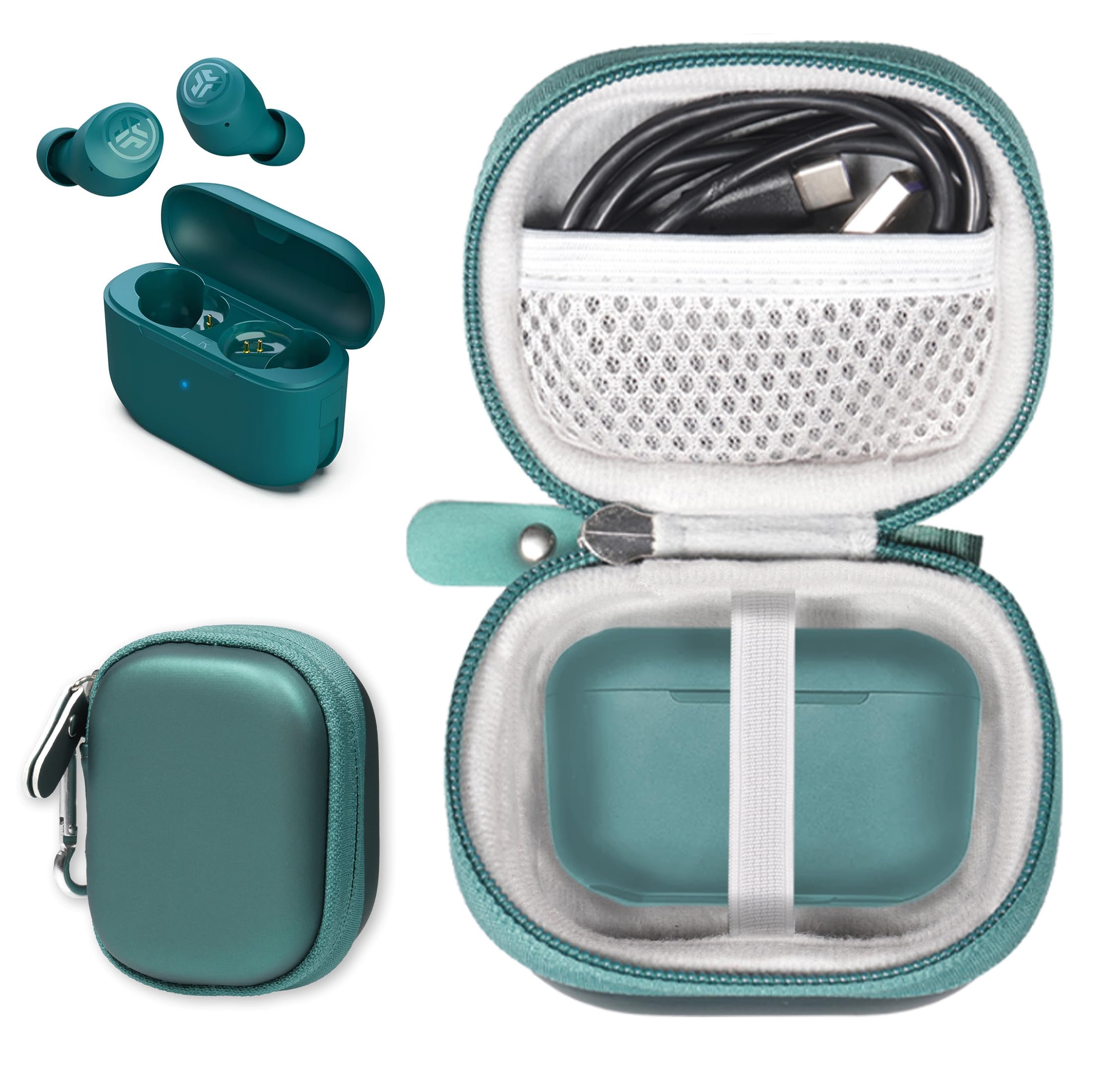 HMPAIMON Protective Case for JLab Go Air Pop, Air, Air Tones True Wireless Earbuds - Teal Color - Durable Cover for Travel, Workout & Daily Use