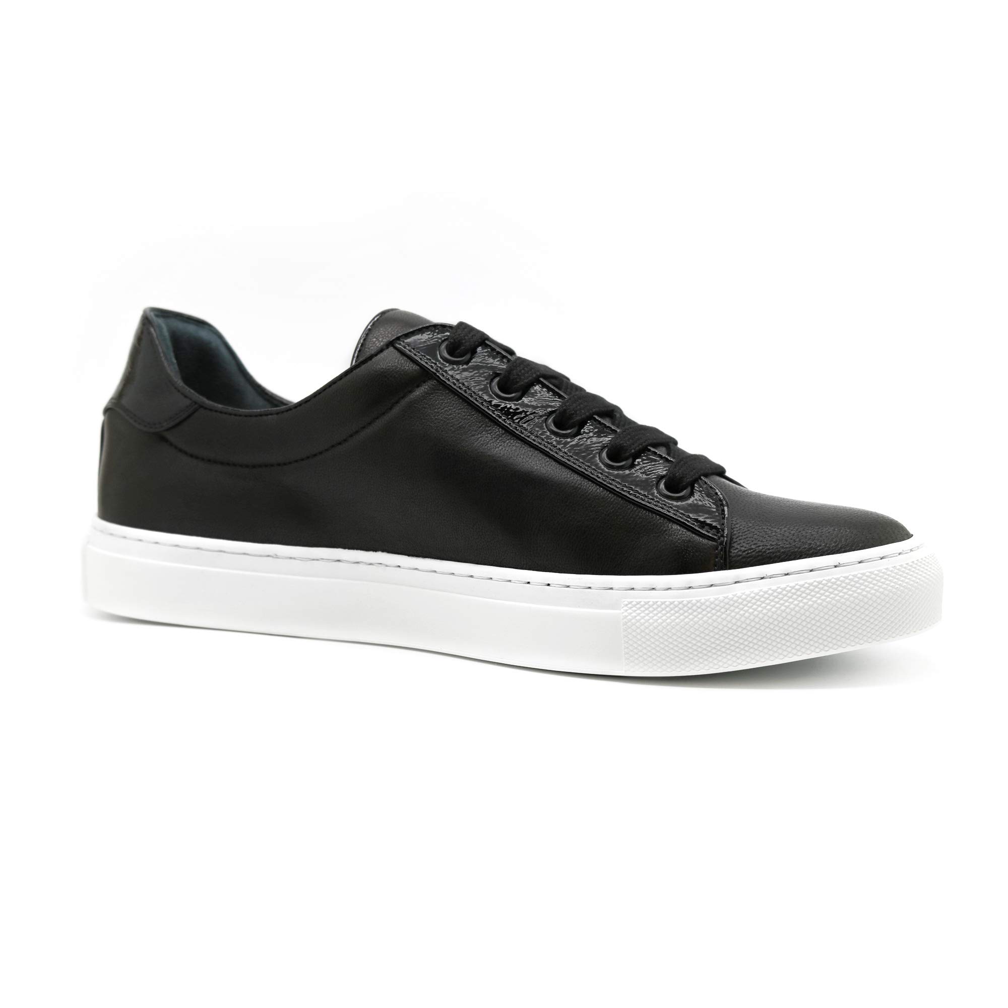 AVIMA Men's Il Capitano Italian Leather Luxury Sneakers - Nero - Premium Handmade Leather Shoes for Men - Perfect for Casual Wear, Office & Special Occasions