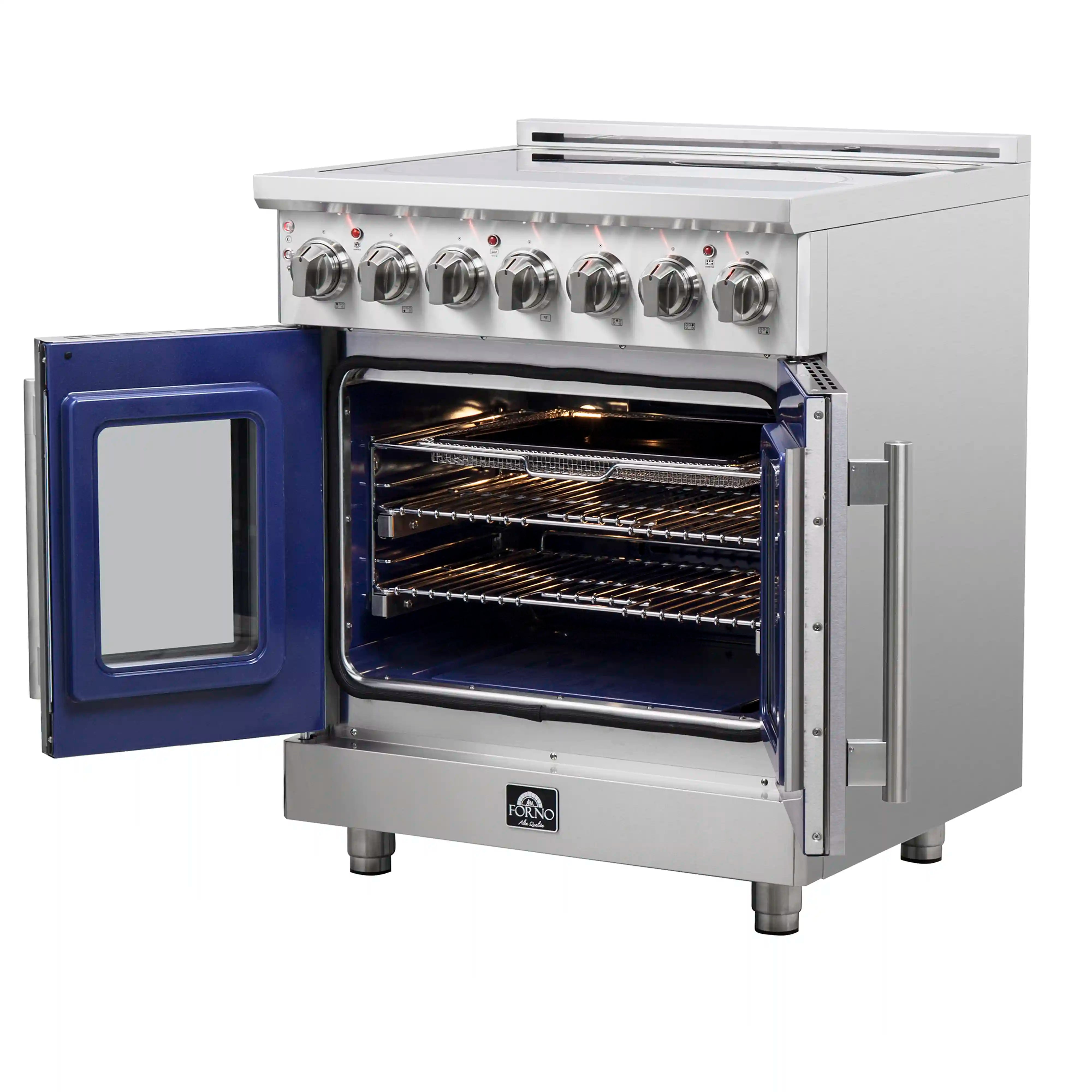 Forno Massimo 30 Inch Freestanding French Door Electric Range - Stainless Steel (FFSEL6955 30) | Professional Kitchen Appliance for Home Cooking & Baking