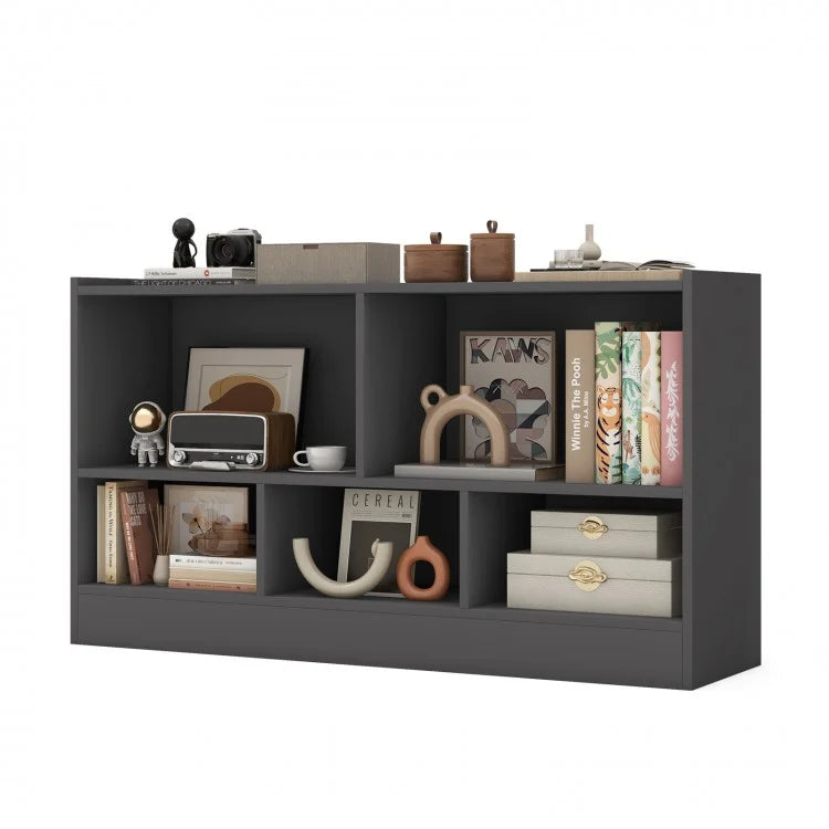 5-Cube Wooden Kids Bookcase & Toy Storage Organizer - 2-Shelf Gray Cabinet for Nursery, Playroom & Bedroom Organization